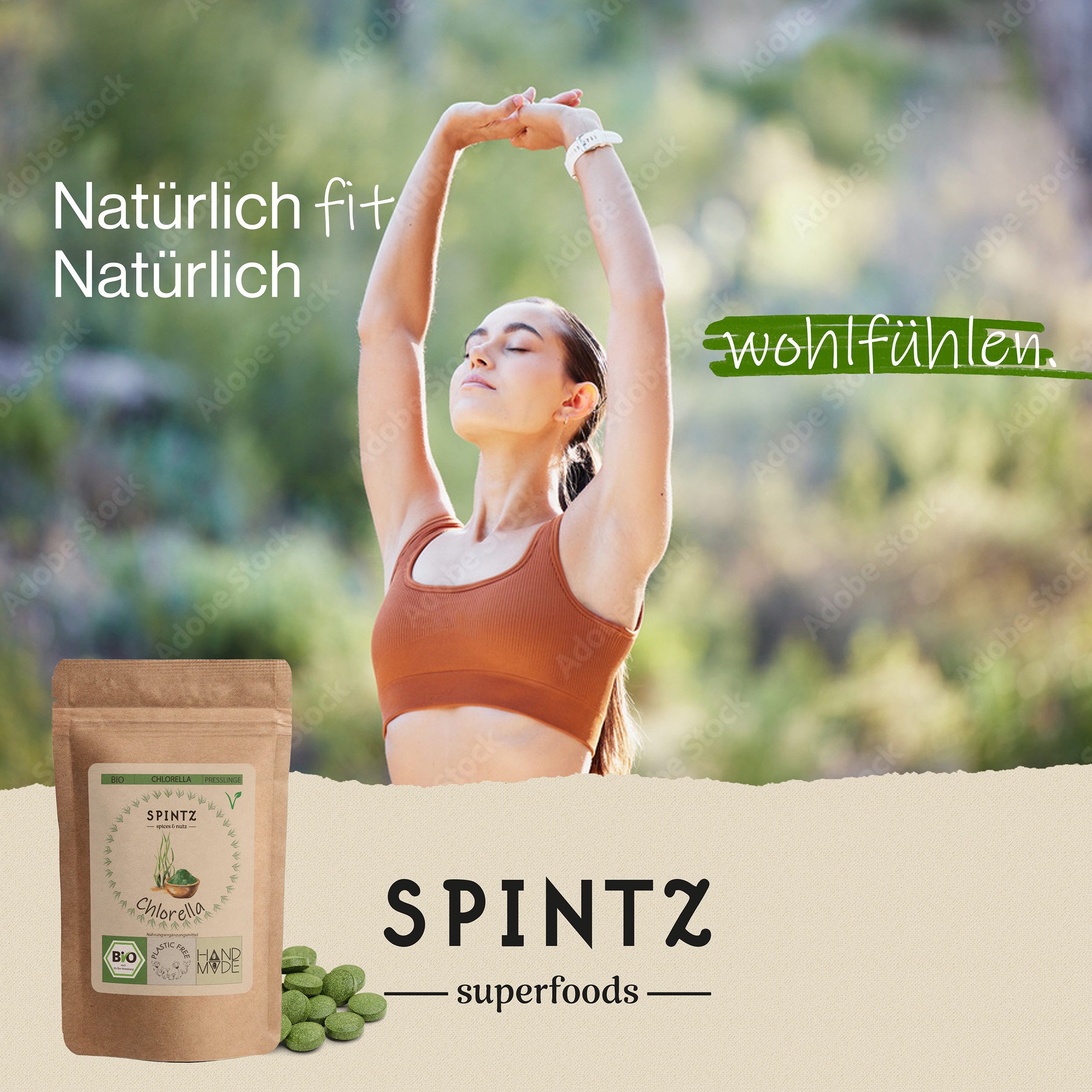 SPINTZ Bio Chlorella Presslinge 3x3 täglich mit ausreichend Wasser, 1 er 200 St., 100 g
