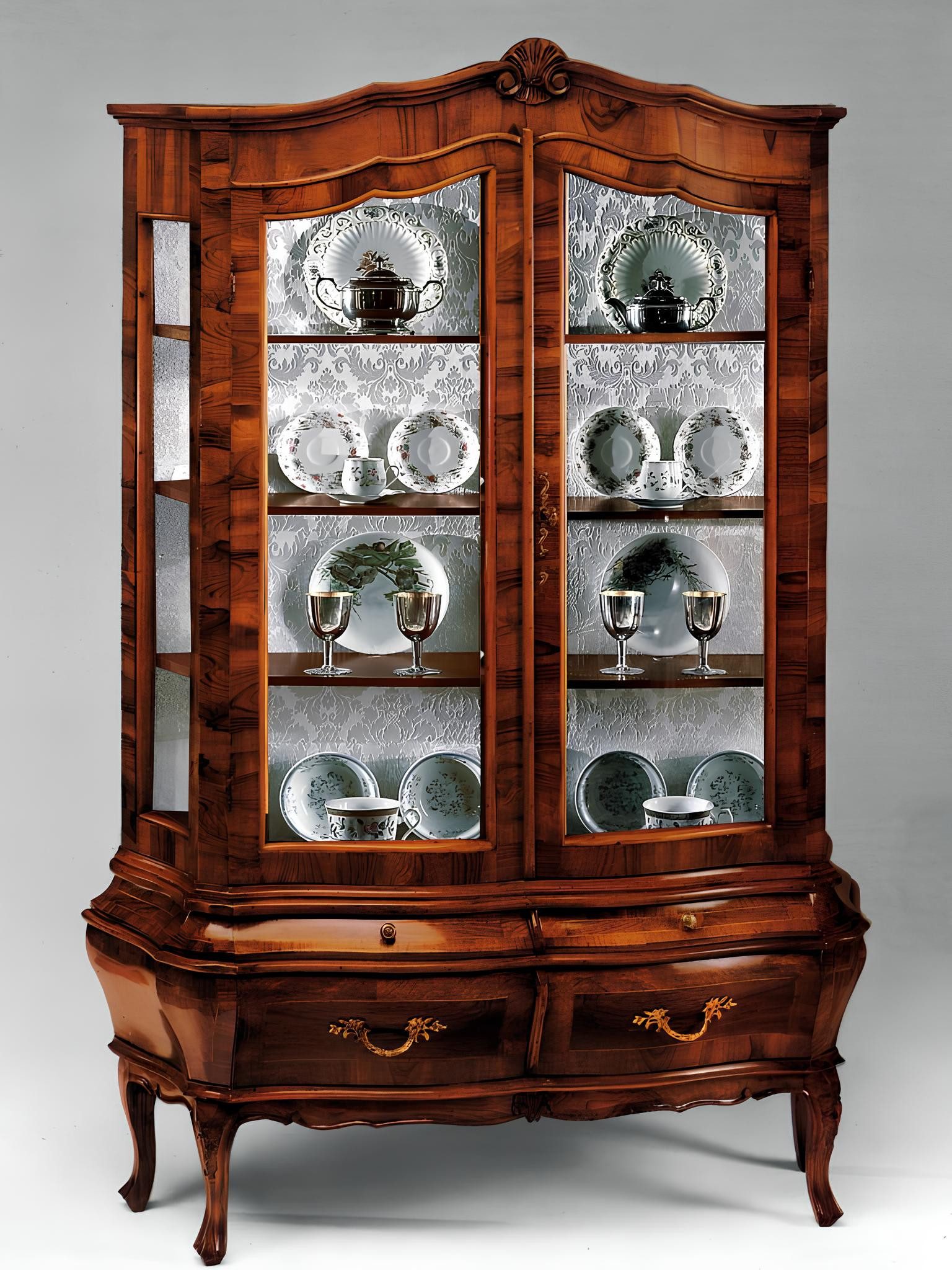 Glasvitrine Luxuriöse Vitrine aus Massivholz mit Glastüren für das Esszimmer