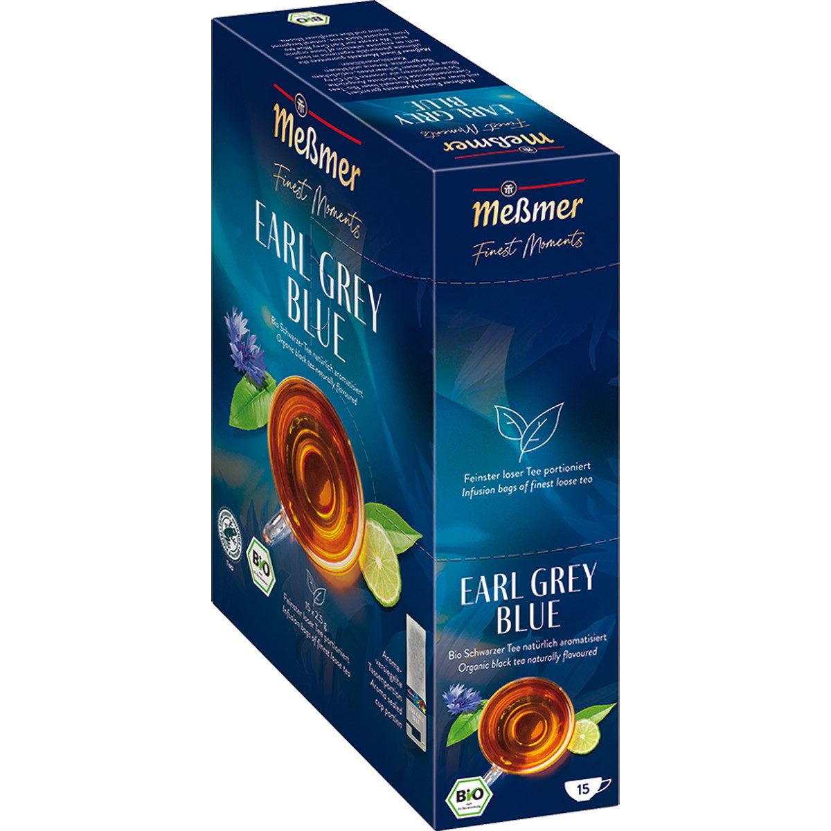 Meßmer Tee, Meßmer Bio Earl Grey Blue 15 Tassen Portionen