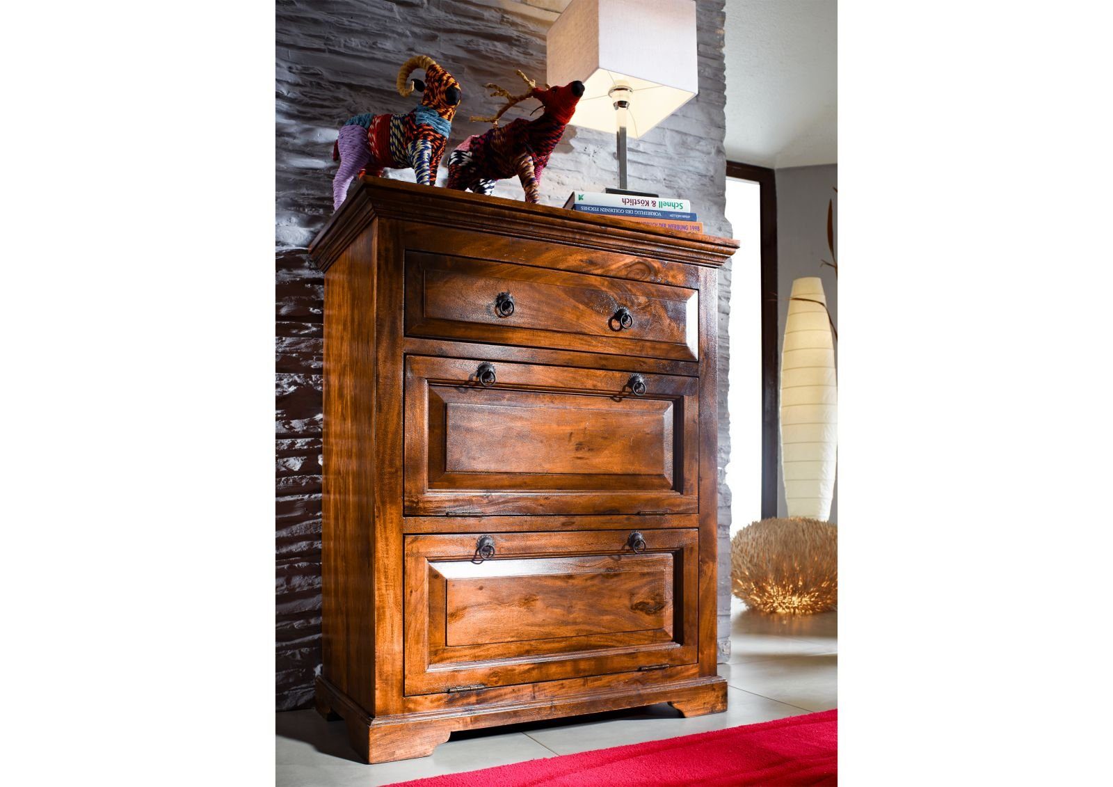 Massivmoebel24 Kommode OXFORD (Massivholz), Kommode Akazie 80x45x100 honig  lackiert OXFORD #0904