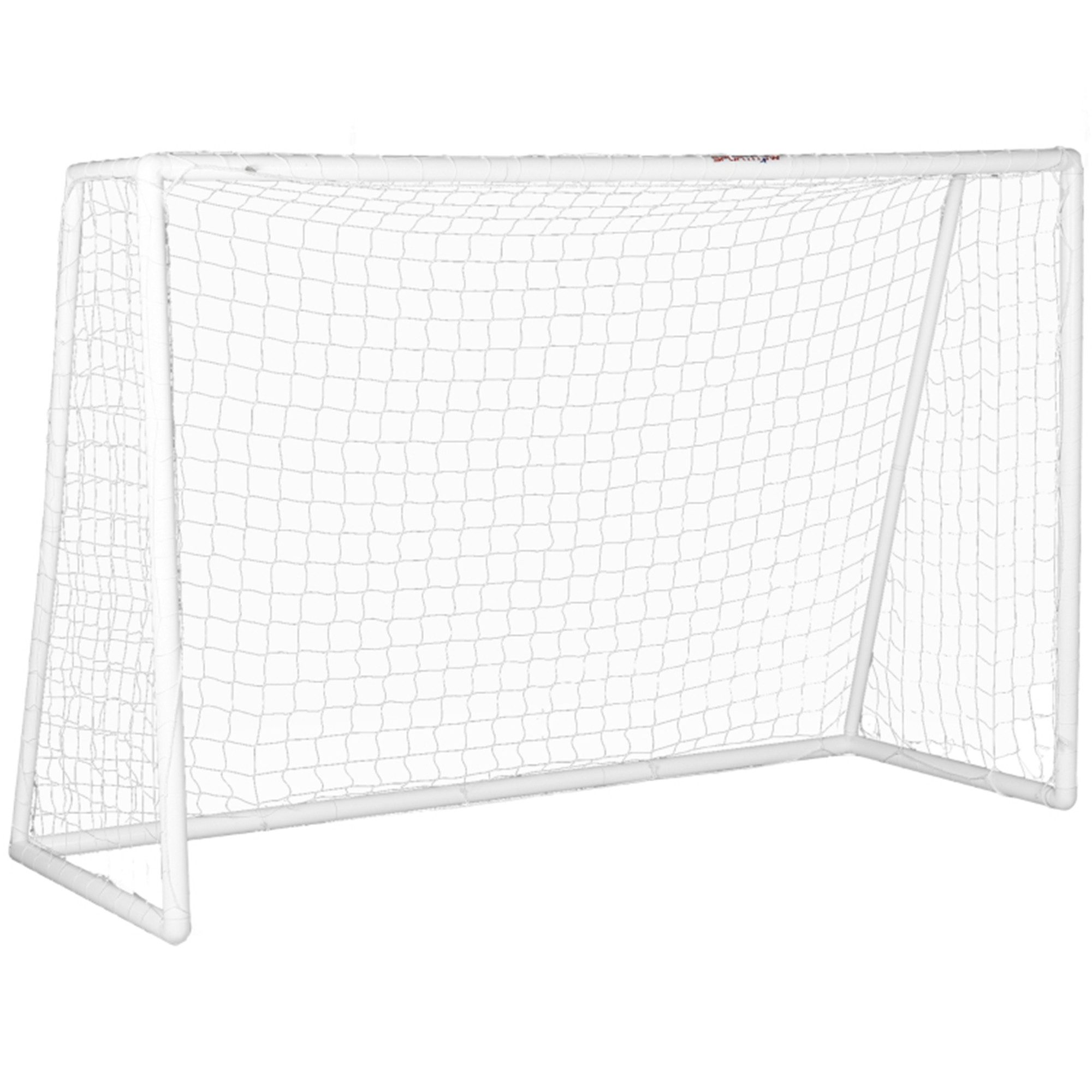 MC Star Fußballtor robustes Netz, Kunststoff-Rahmen, Heringe (300L x 120B x 200H cm, Weiß)