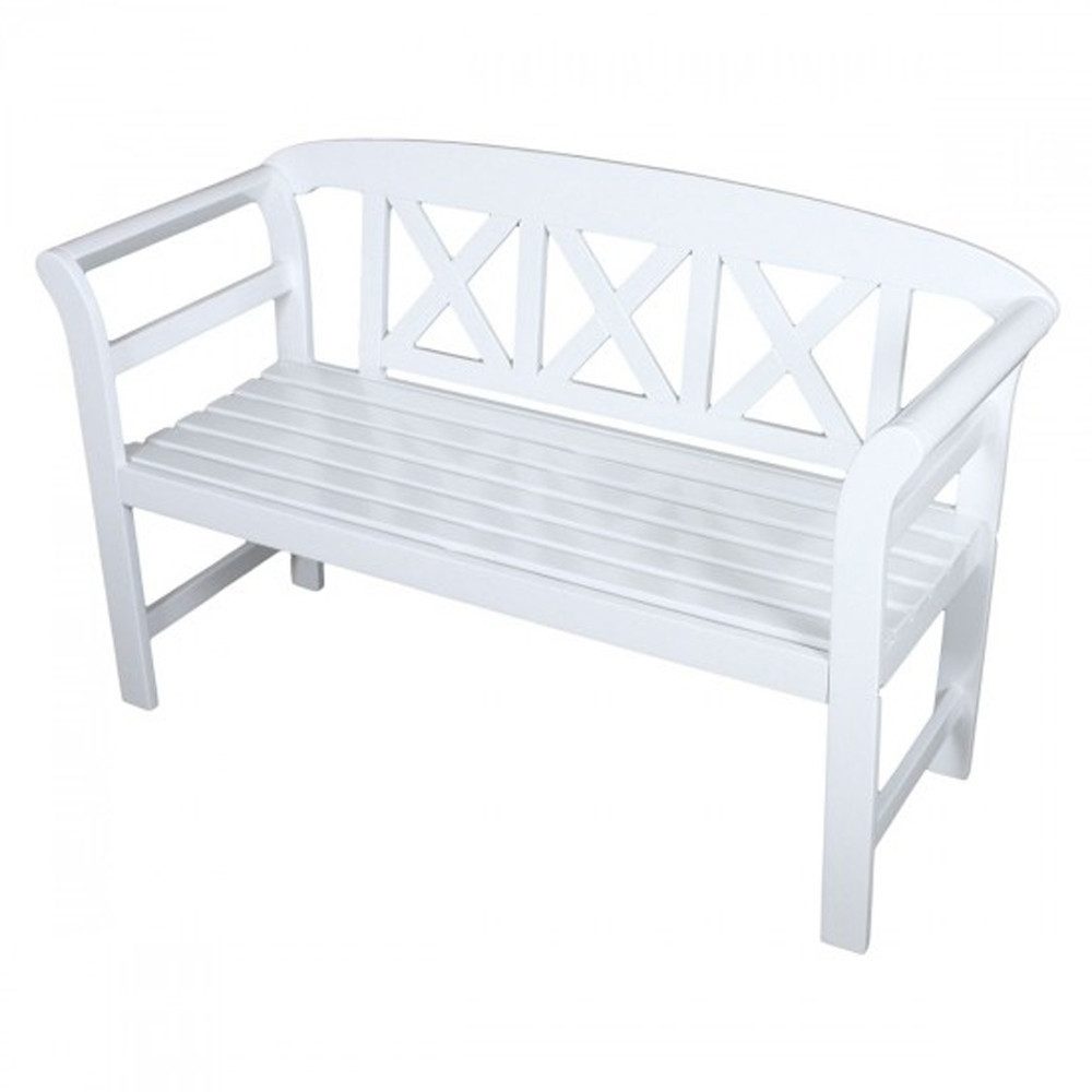Home4Living Gartenbank Holzbank weiß washed, 2 Sitzer Eukalyptus Sitzbank Holz, Dekorativ