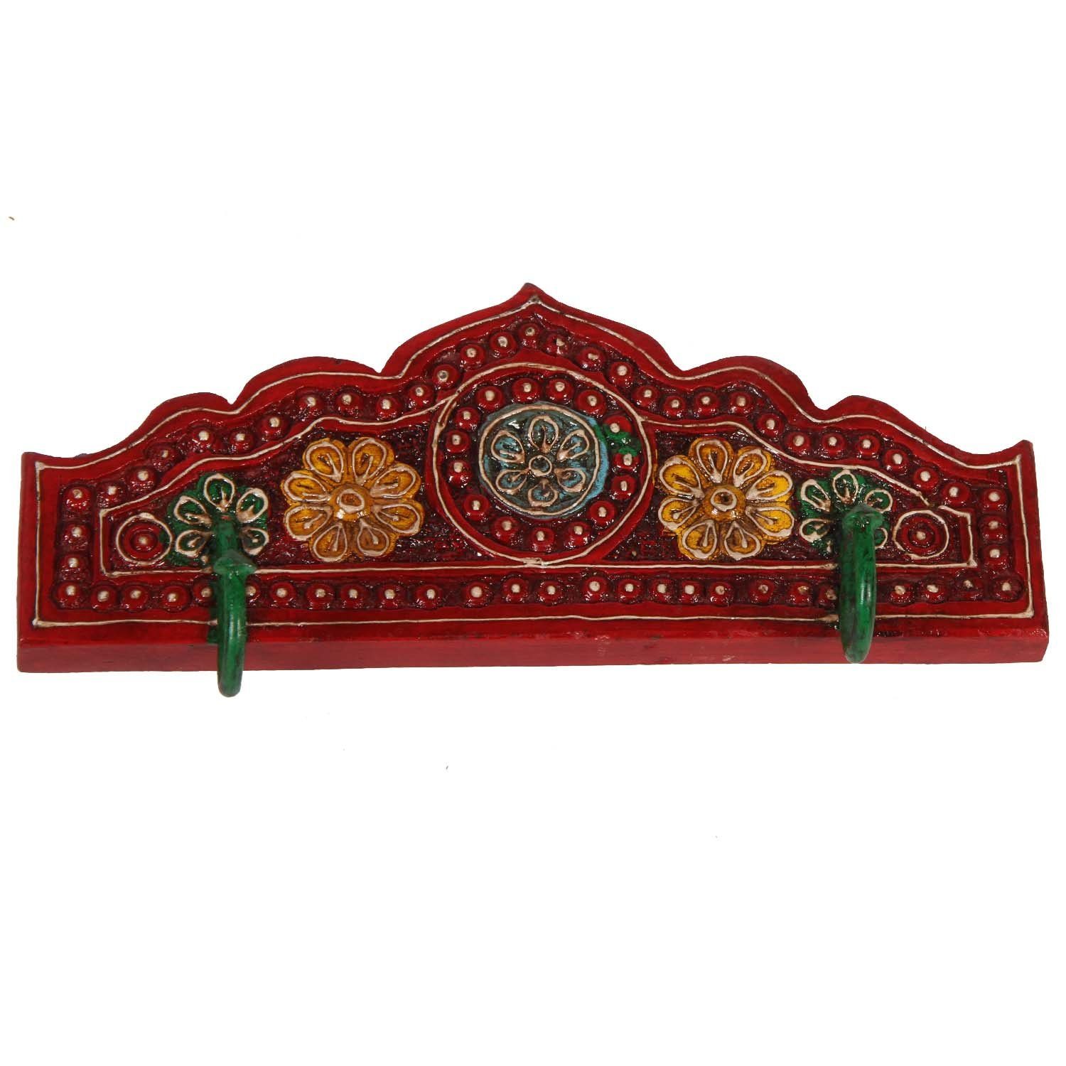 Casa Moro Garderobenhaken Orientalischer Kleiderhaken Taj Mahal mit 2 Haken (aus Holz, 1 St., handgeschnitzt), Weihnachtsdeko, Handmade