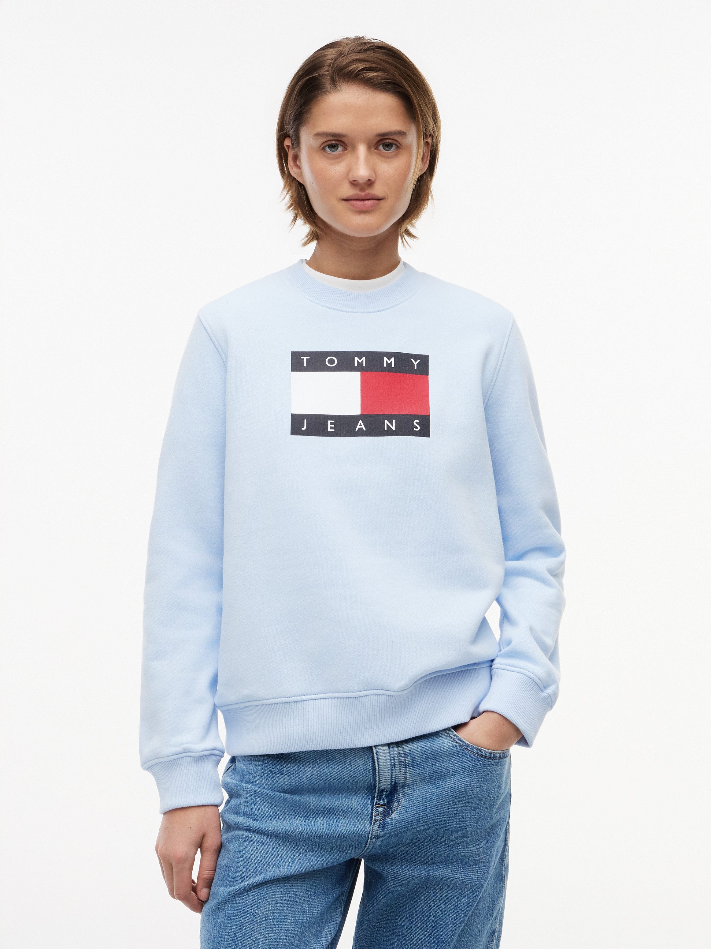 Tommy Jeans Sweatshirt TJW REG TJ FLAG CREW Baumwolle, Logodruck