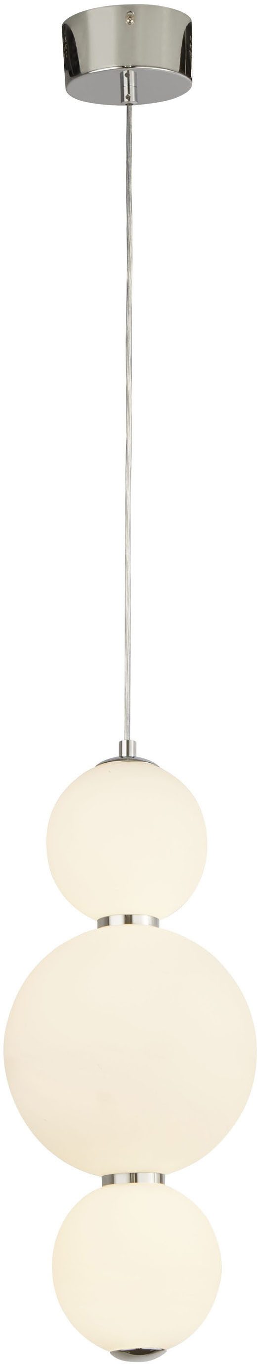 Searchlight Pendelleuchte Snowball 3Lt Leuchte - Chrommetall & Opalglas, LED fest integriert