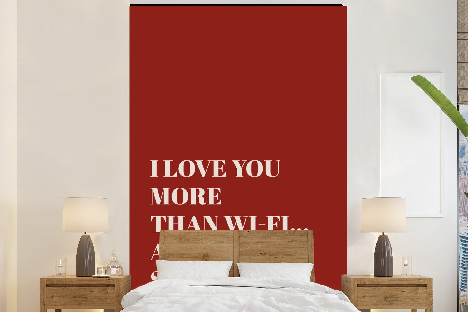 MuchoWow Fototapete Rot - Zitat - Liebe, Matt, bedruckt, Vliestapete für Wohnzimmer Schlafzimmer Küche, Fototapete, 180x280 cm