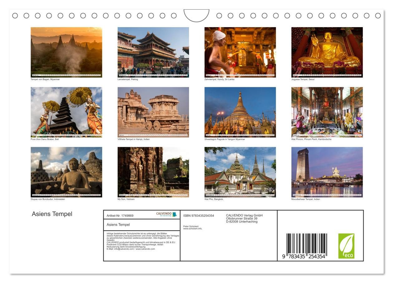 Thumbnail - CALVENDO Wandkalender Asiens Tempel (Wandkalender 2025 DIN A4 quer), CALVENDO Monatskalender