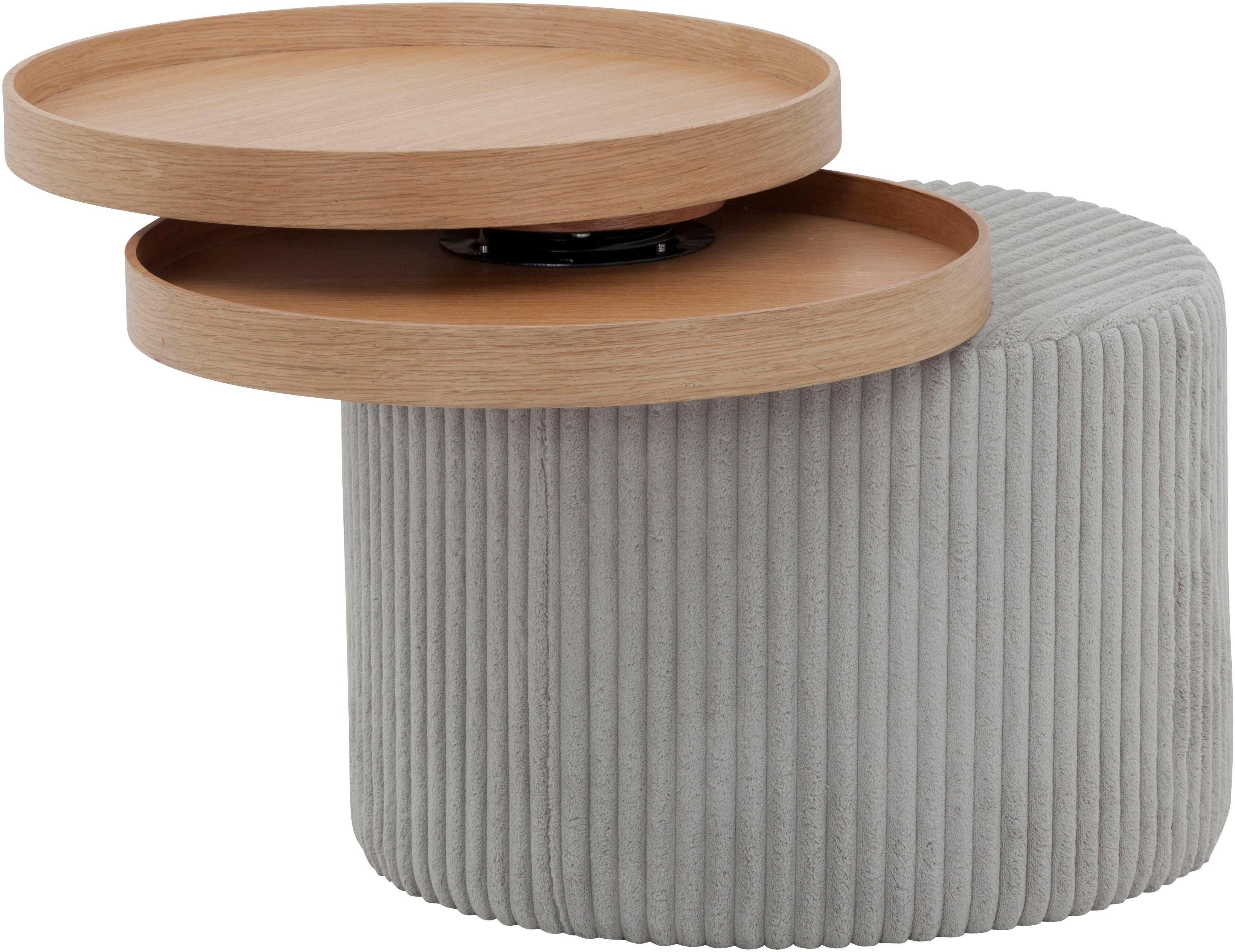 SalesFever Beistelltisch Coffeetable in minimalistischer Optik, Bewegliche Tabletts trifft modernen Cordbezug