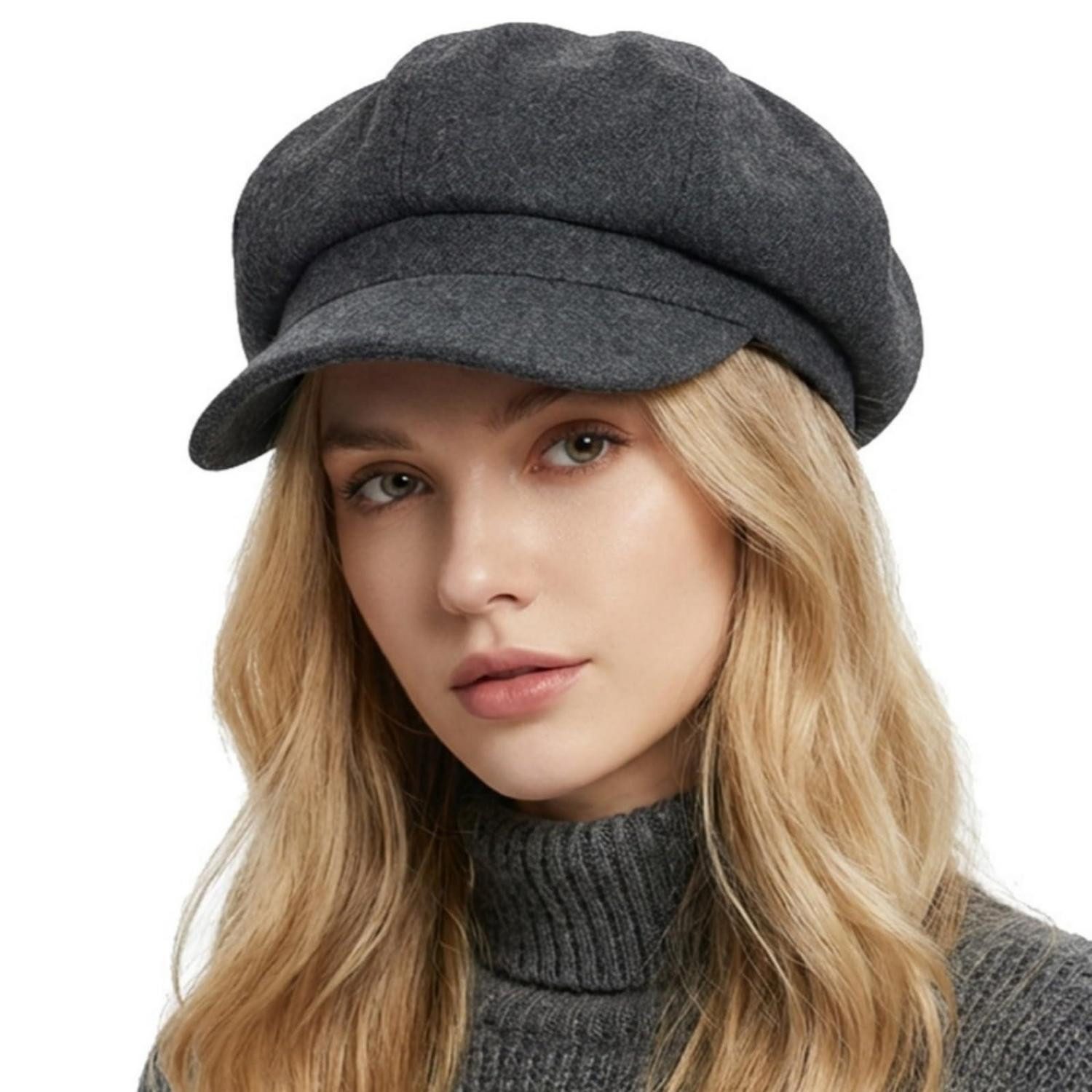 Ballonmütze Ballonmütze Damen Schirmmütze Achteckcap Herbst Einheitsgröße M Grau