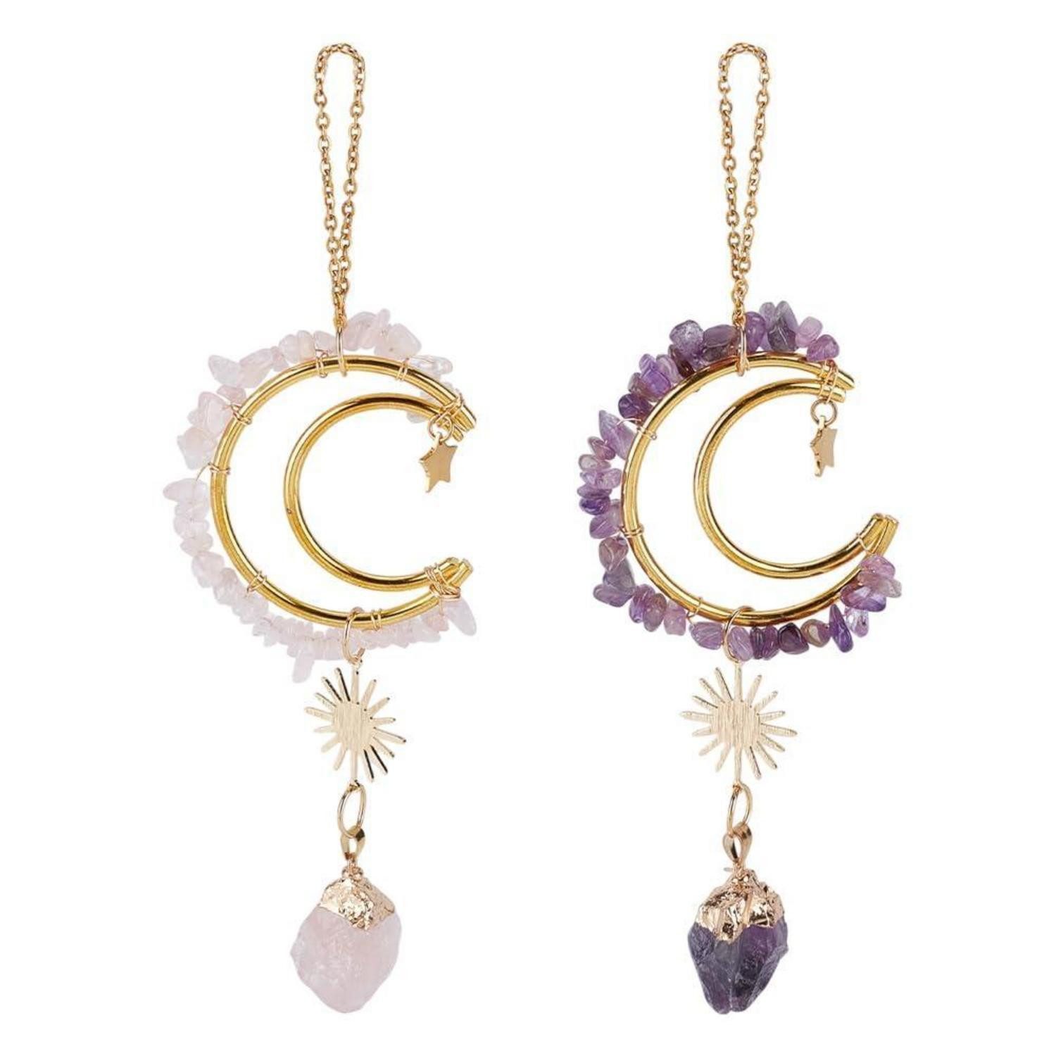 LuxusKollektion Ornament Autoanhänger 2er Set Kristall Mond und Sonne Sonnenfänger
