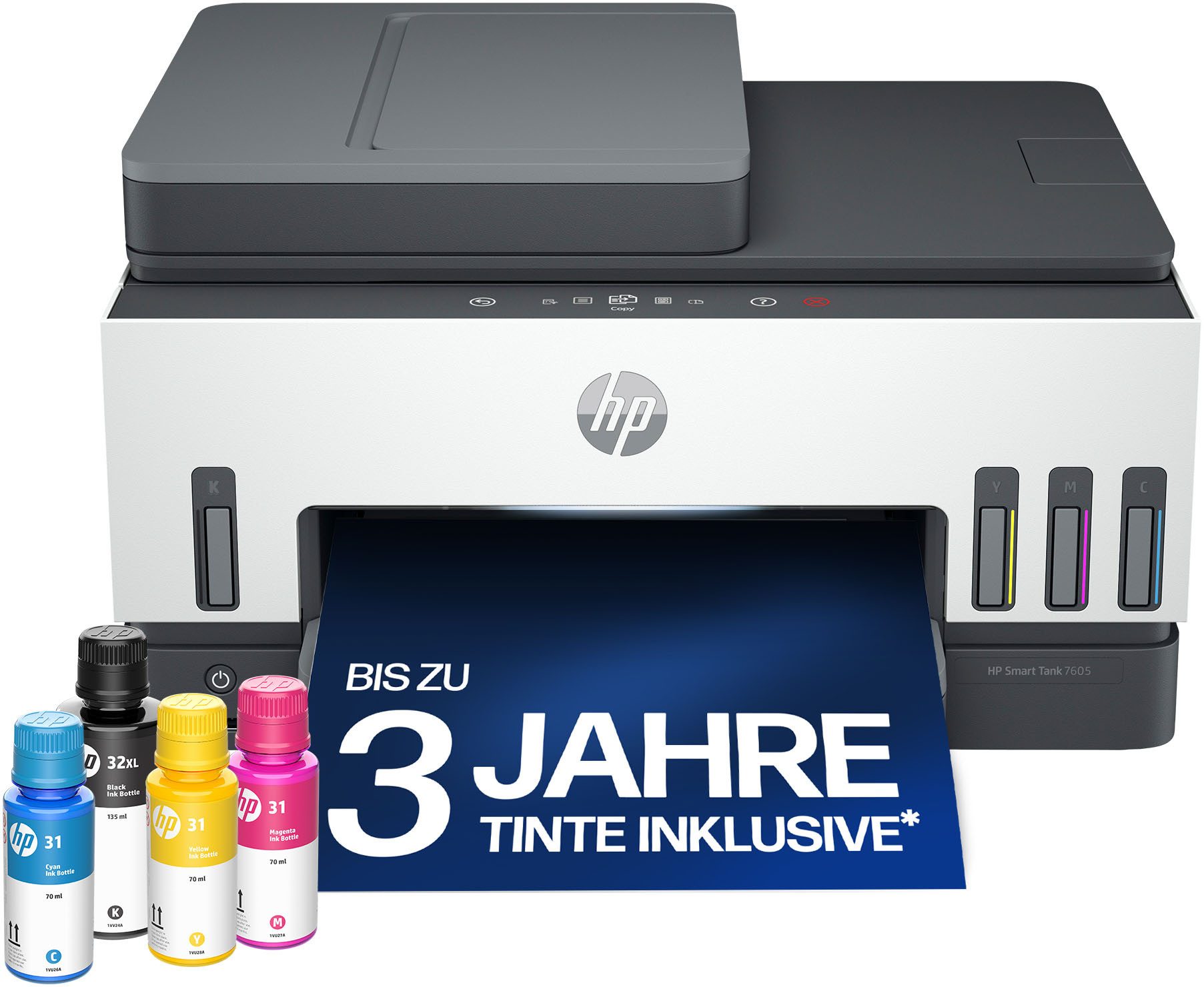 HP Smart Tank 7605 Multifunktionsdrucker, (WLAN (Wi-Fi), Bluetooth, LAN (Ethernet), Bis zu 50€ Cashback sichern! Nur bis zum 31.10.2026)