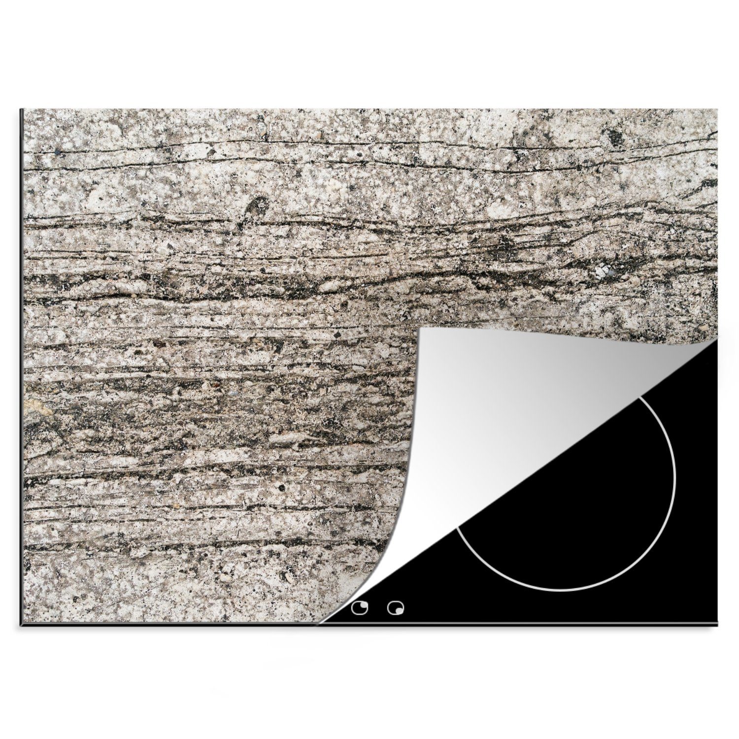MuchoWow Herdblende-/Abdeckplatte Beton - Vintage - Zement - Induktionsschutz - Induktionskochfeld, Vinyl, (1 tlg), 60x52 cm, Mobile Arbeitsfläche nutzbar, Ceranfeldabdeckung