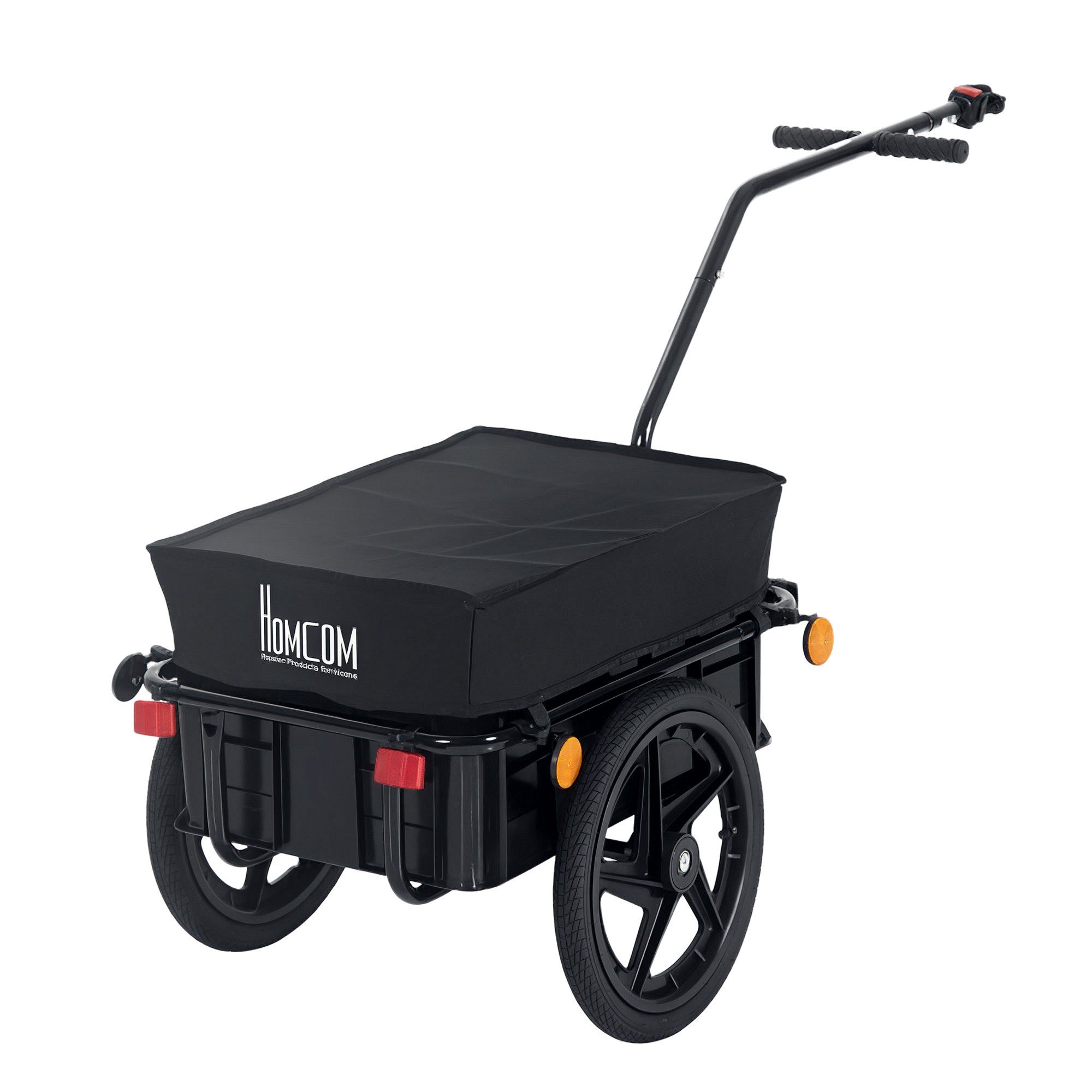 HOMCOM Fahrradlastenanhänger Belastbarkeit Transportanhänger Handwagen, Schwarz 144 x 59 x 80 cm
