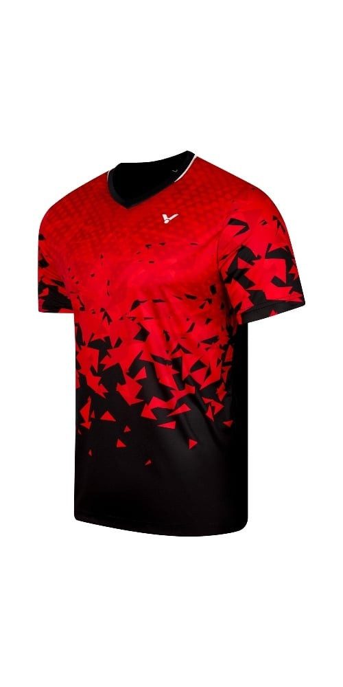 VICTOR T-Shirt T-53101 D (100% Polyester) rot/schwarz Herren