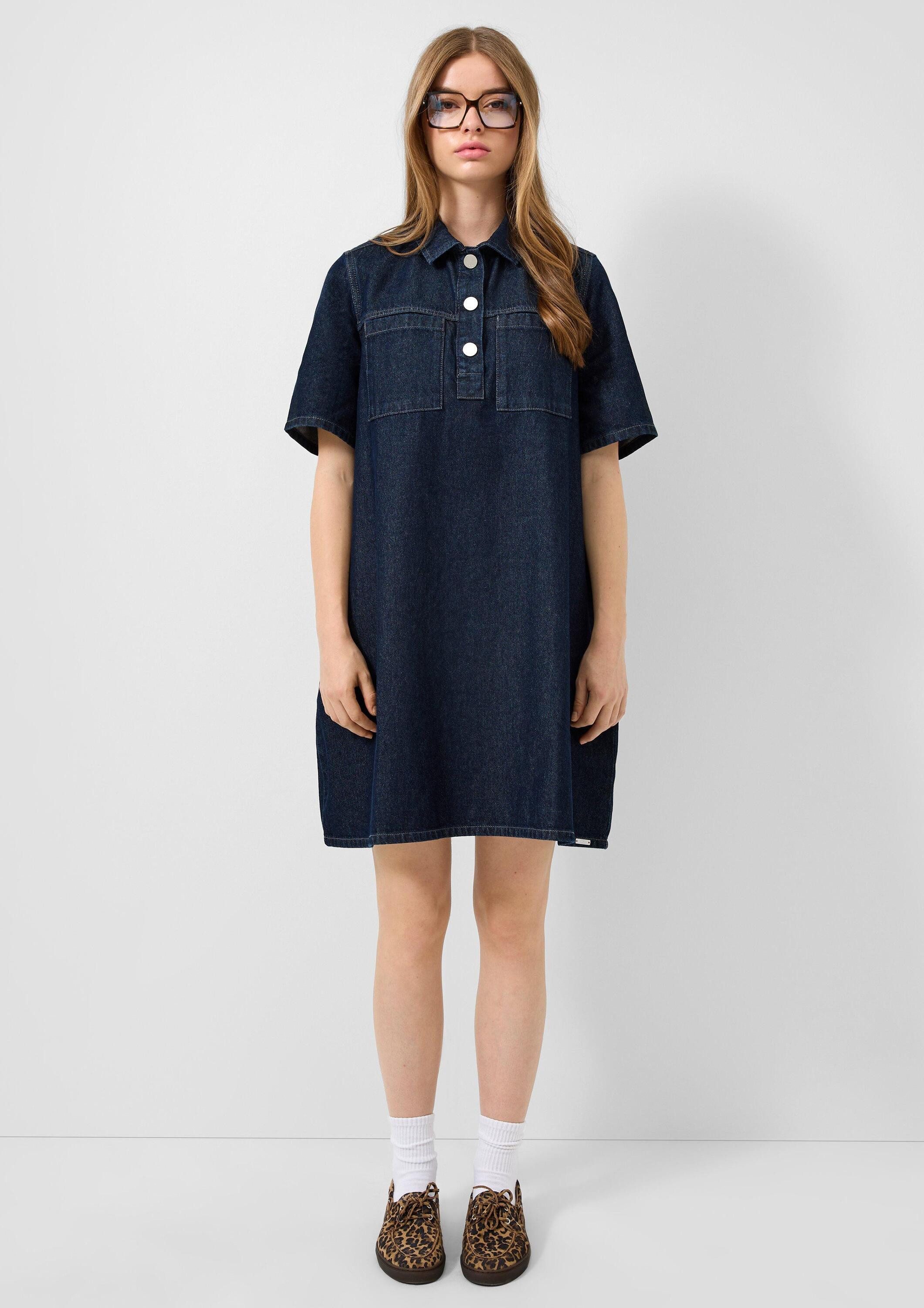 QS Minikleid Kleid Ausgestelltes Denim Minikleid