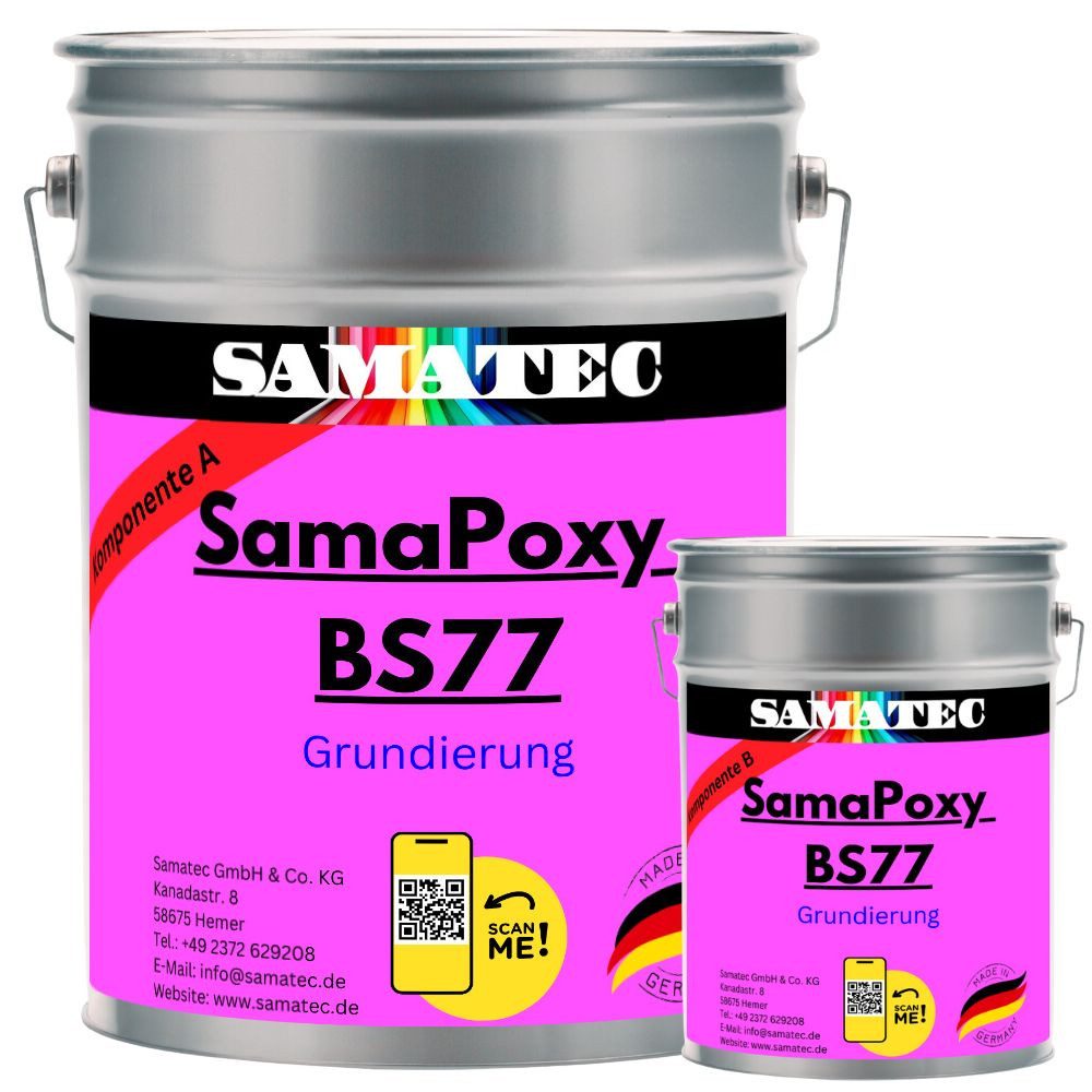 Samatec Haftgrund 2K Epoxid Grundierung BS77 zum Rollen Bodenbeschichtung inkl. VSK, 1kg für 5m², 2,5kg für 12,5m², 5kg für 25m², 10kg für 50m²