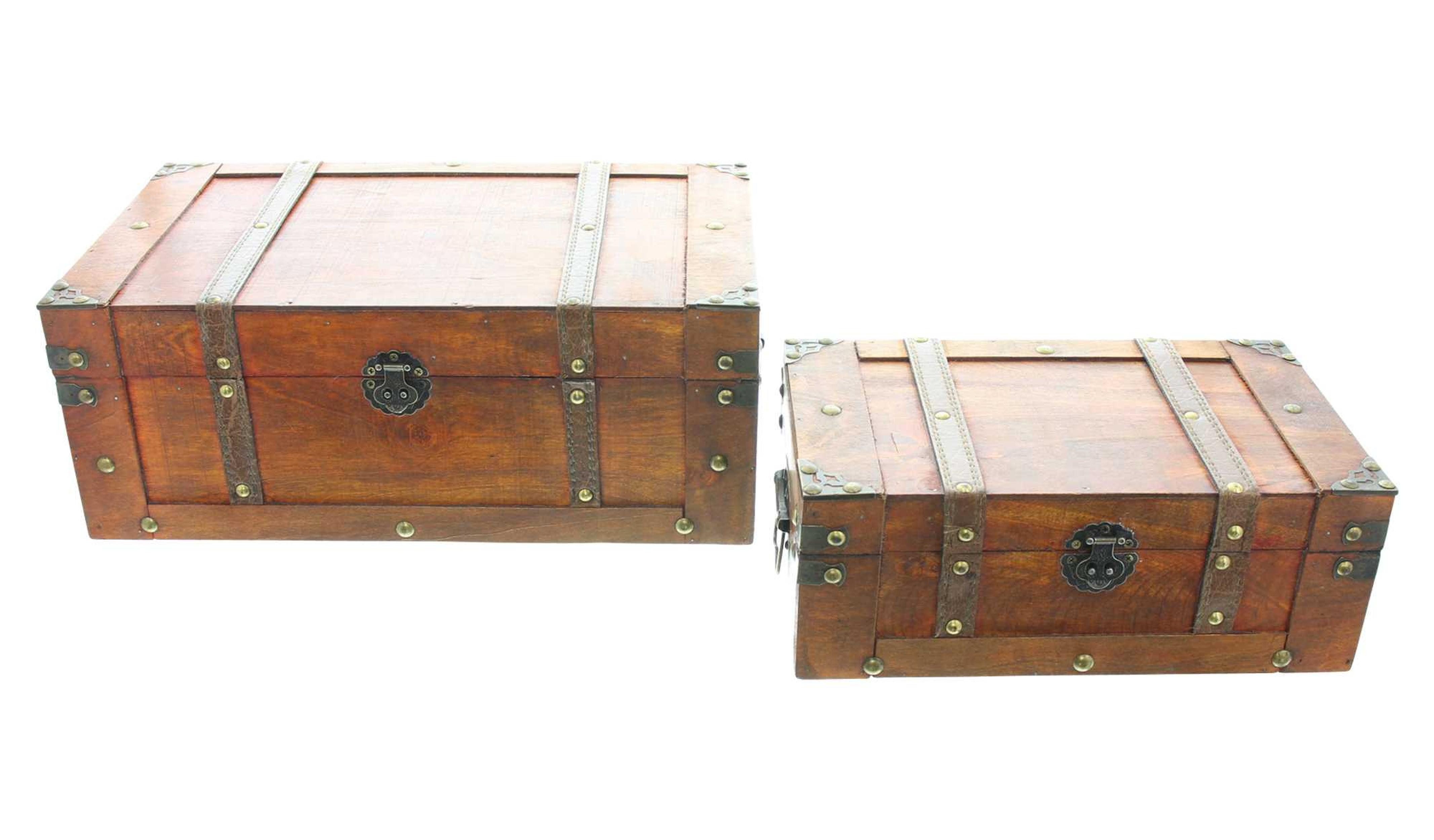 Kiste 2x Truhe "Schatzsuche" Holz braun – Aufbewahrungskiste