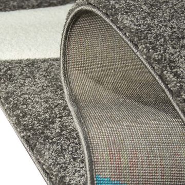 Teppich Moderner Teppich mit Wellenoptik, pflegeleicht, türkis weiß & grau, Carpetia, rechteckig