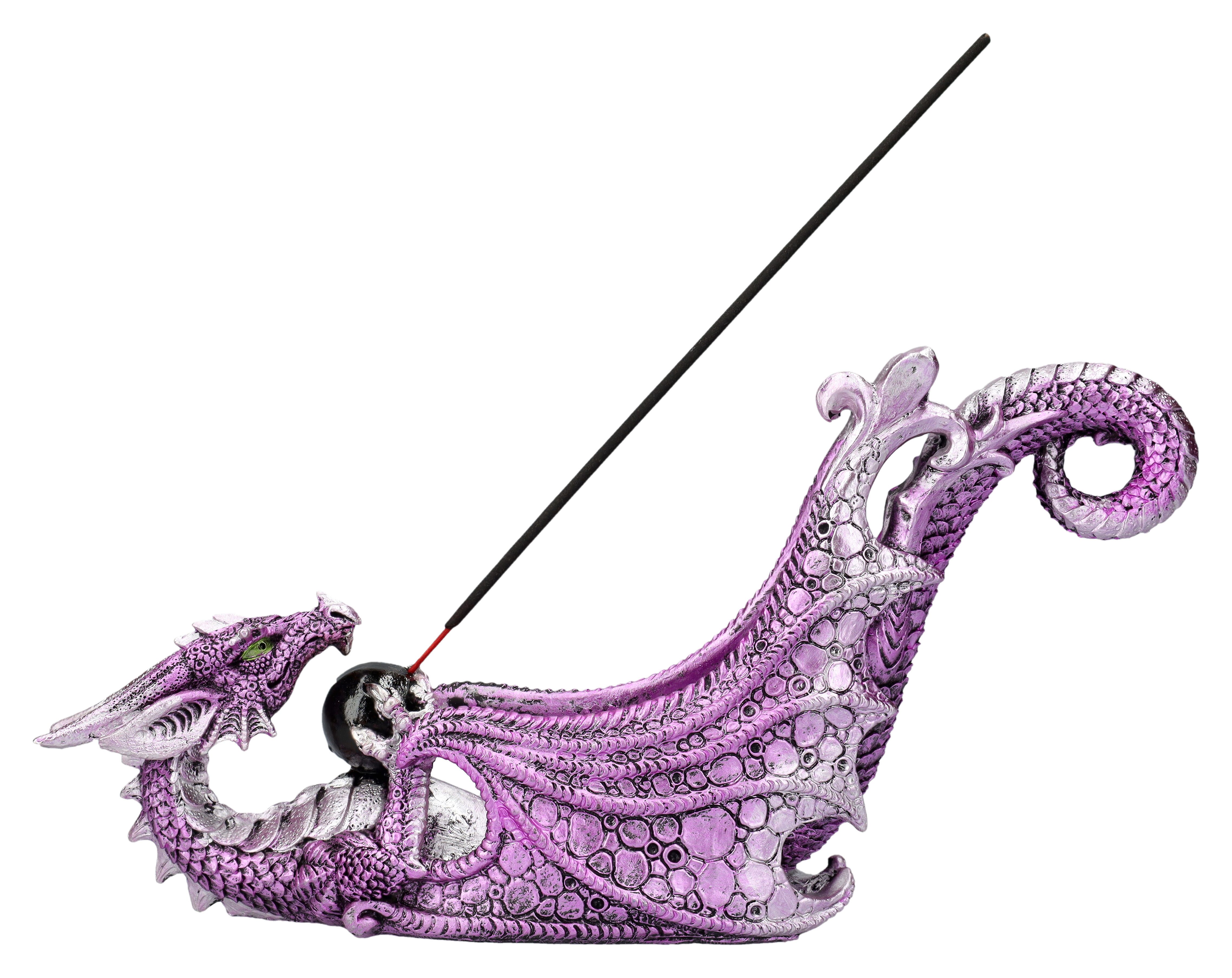Figuren Shop GmbH Räucherstäbchen-Halter Räucherhalter Drache lila - Draconic Essence - Räucherstäbchen-Halter
