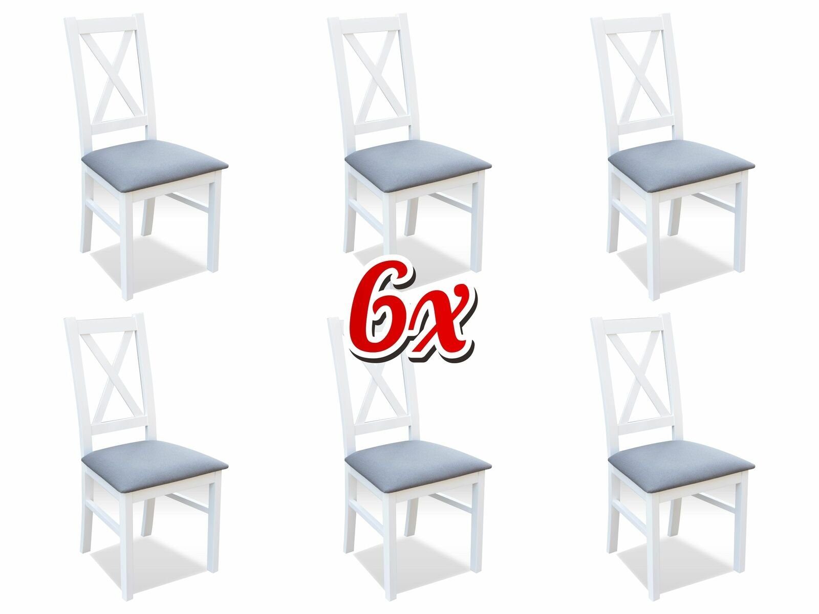 JVmoebel Stuhl, Set Holz Textil Sessel 6x Stühle Essgruppe Design Ess Zimmer Stuhl Massives Holz