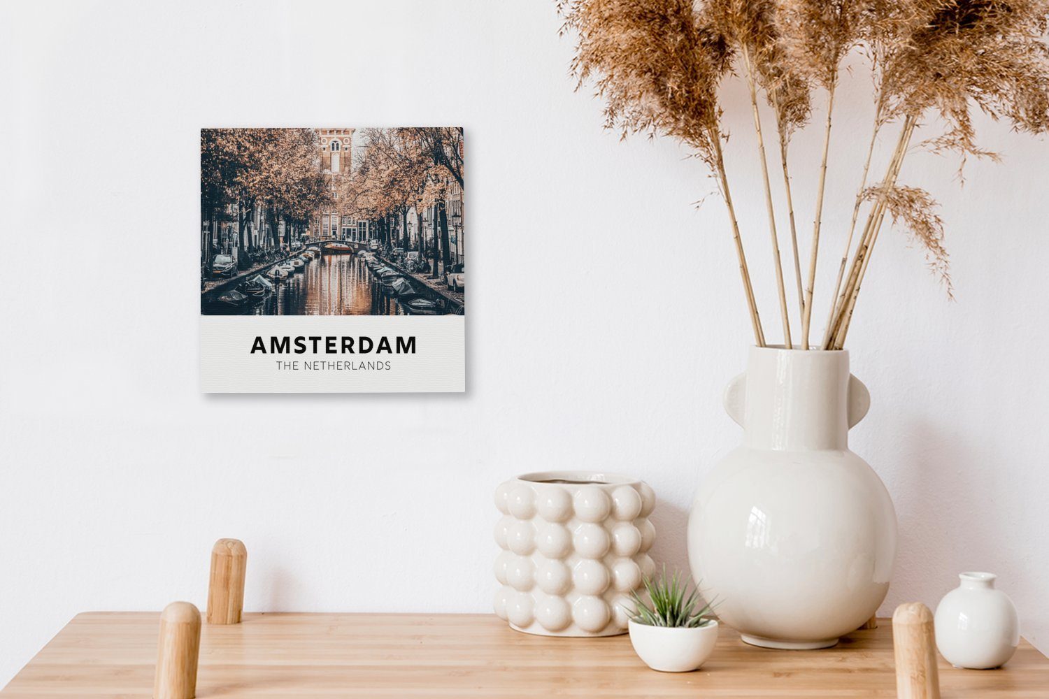 - St), Leinwand Amsterdam Wohnzimmer Leinwandbild OneMillionCanvasses® (1 Niederlande Bilder Schlafzimmer - Wasser, für