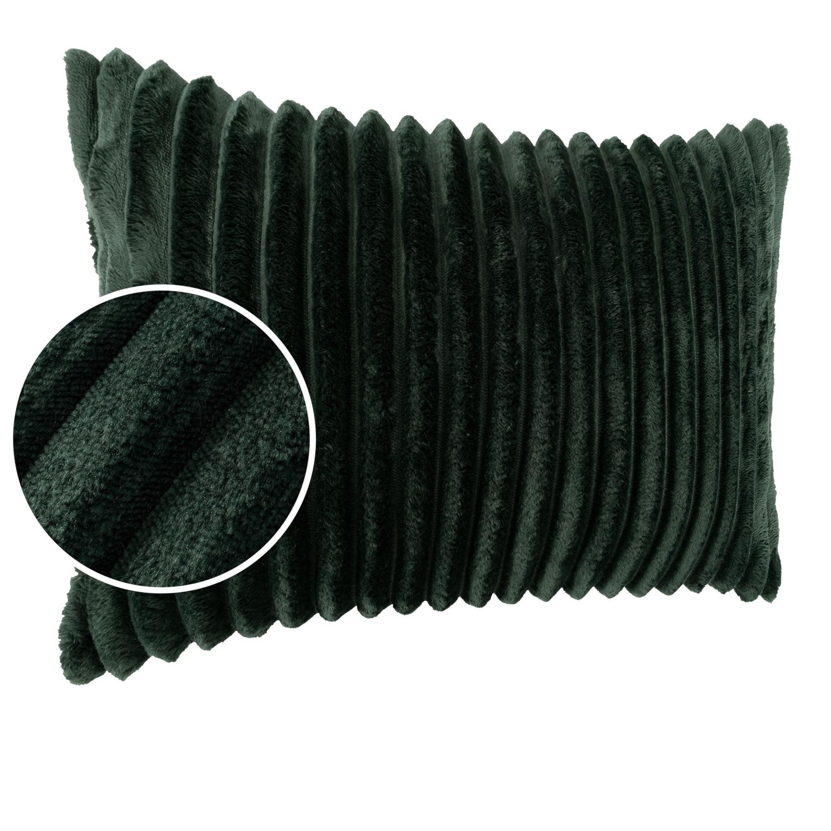 Kisska Dekokissen LILLI BIG CORD Velour Ambiente dekorieren, Kissenüberzug ohne Füllung BIG-Cord UNI 50x30cm Einfarbig Smaragd