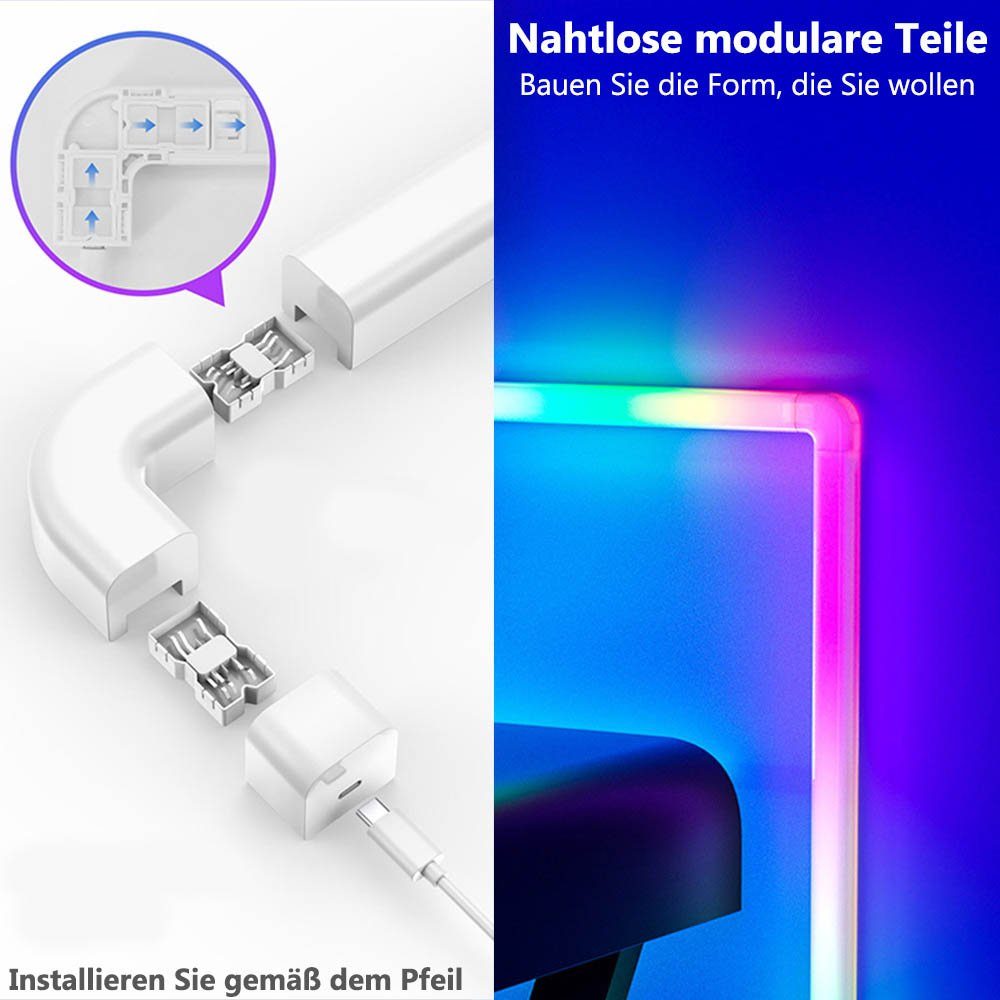 Dekolicht Deko, Schlafzimmer Gaming Rosnek Smart, Musiksyn, Stück, LED Zimmer für App/Fernbedienung RGB, 4 RGB,