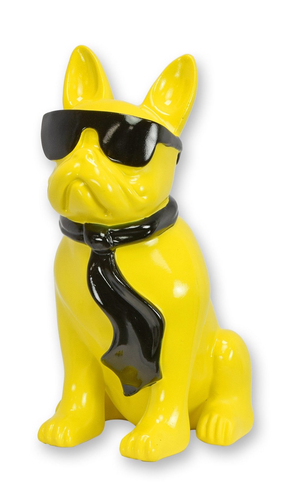 Aubaho Dekoobjekt Eine Bulldogge aus Kunststoff mit Sonnenbrille und Krawatte – gelb Rep