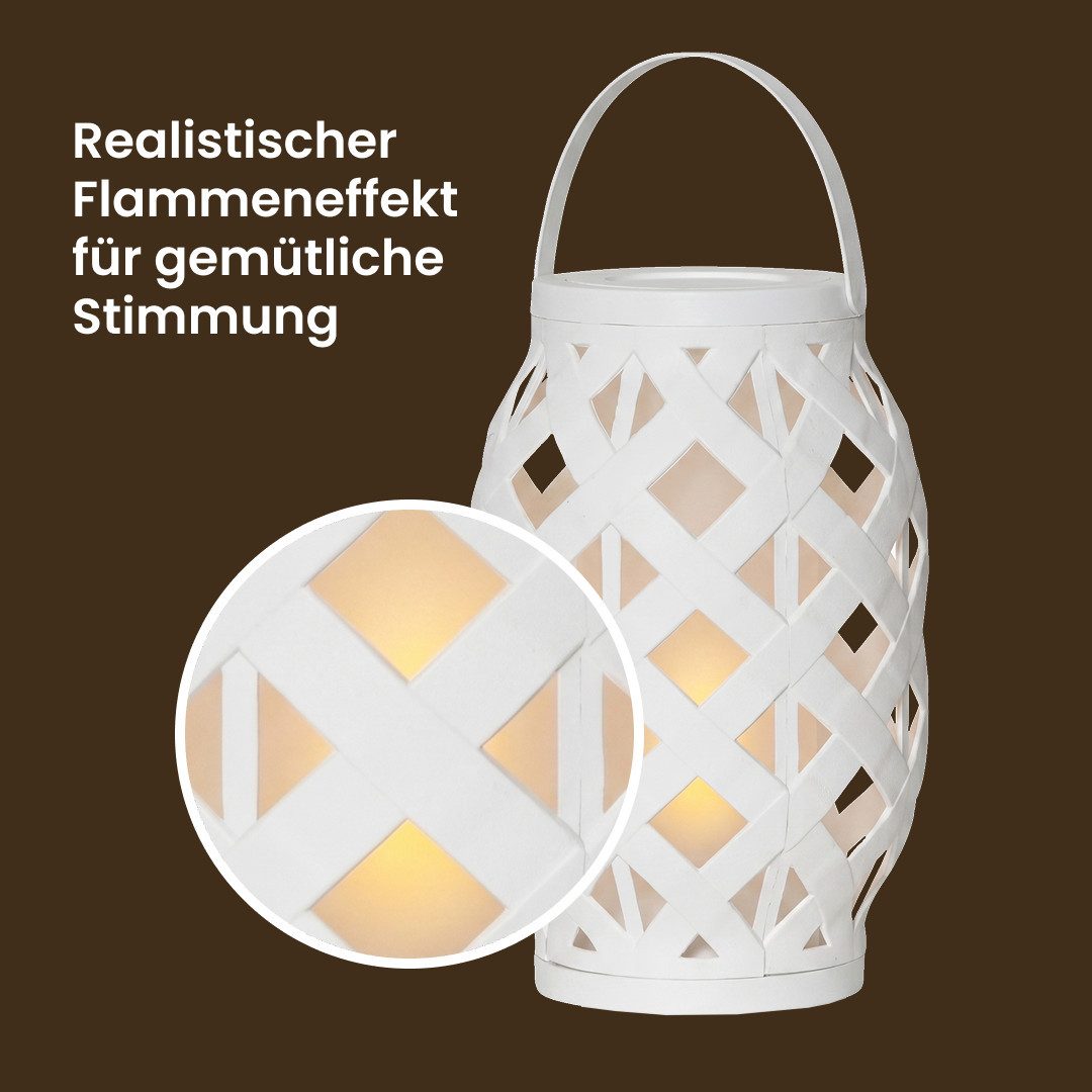 STAR TRADING Außen-Tischleuchte Flame lantern, Zwei stimmungsvolle Lichtmodi: Wählen Sie zwischen sanft rotierendem F