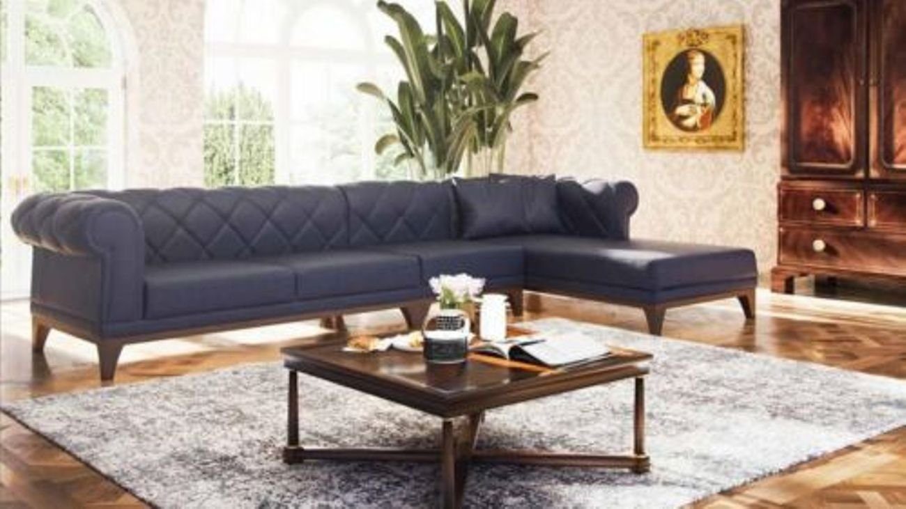 JVmoebel Ecksofa Ecksofa L Form Sofa Couch Chesterfield Polster Textil Couchen Luxus, 1 Teile, Made in Europa