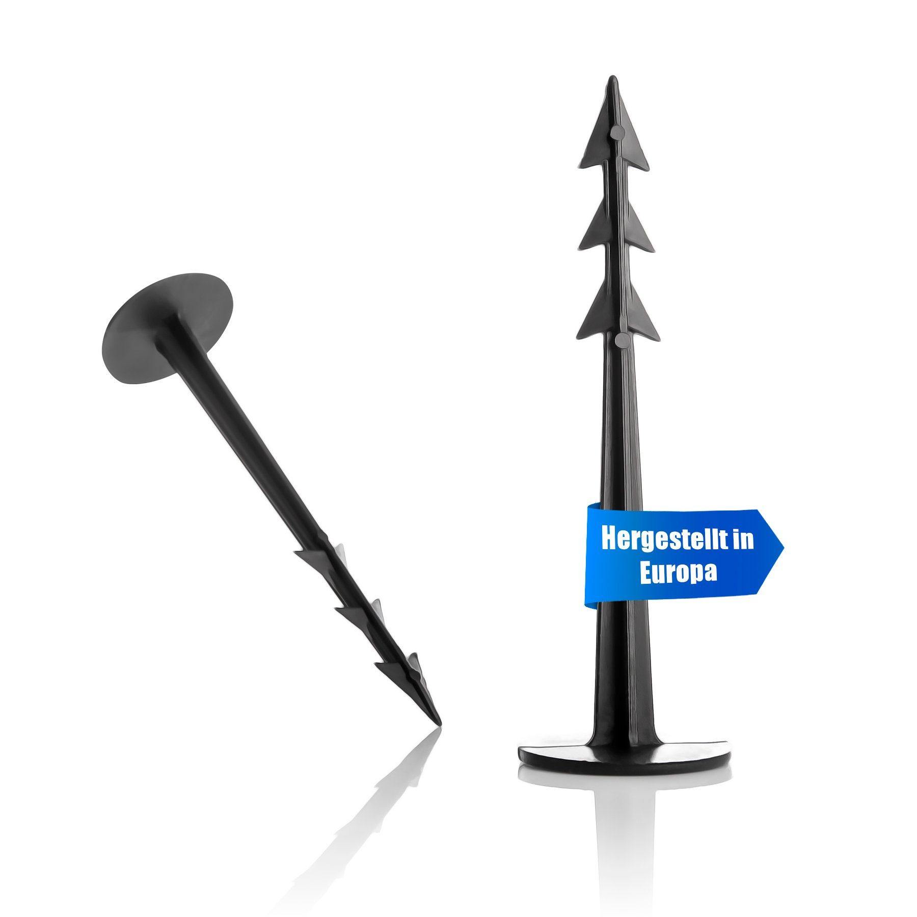 BigDean Erdnagel Erdanker Bodenanker für Gartenvlies 12,5cm Erdnägel Erdhaken, Set, 200-St., Erdnägel, 3 Widerhaken, Lange Erdnägel, UV-Beständig