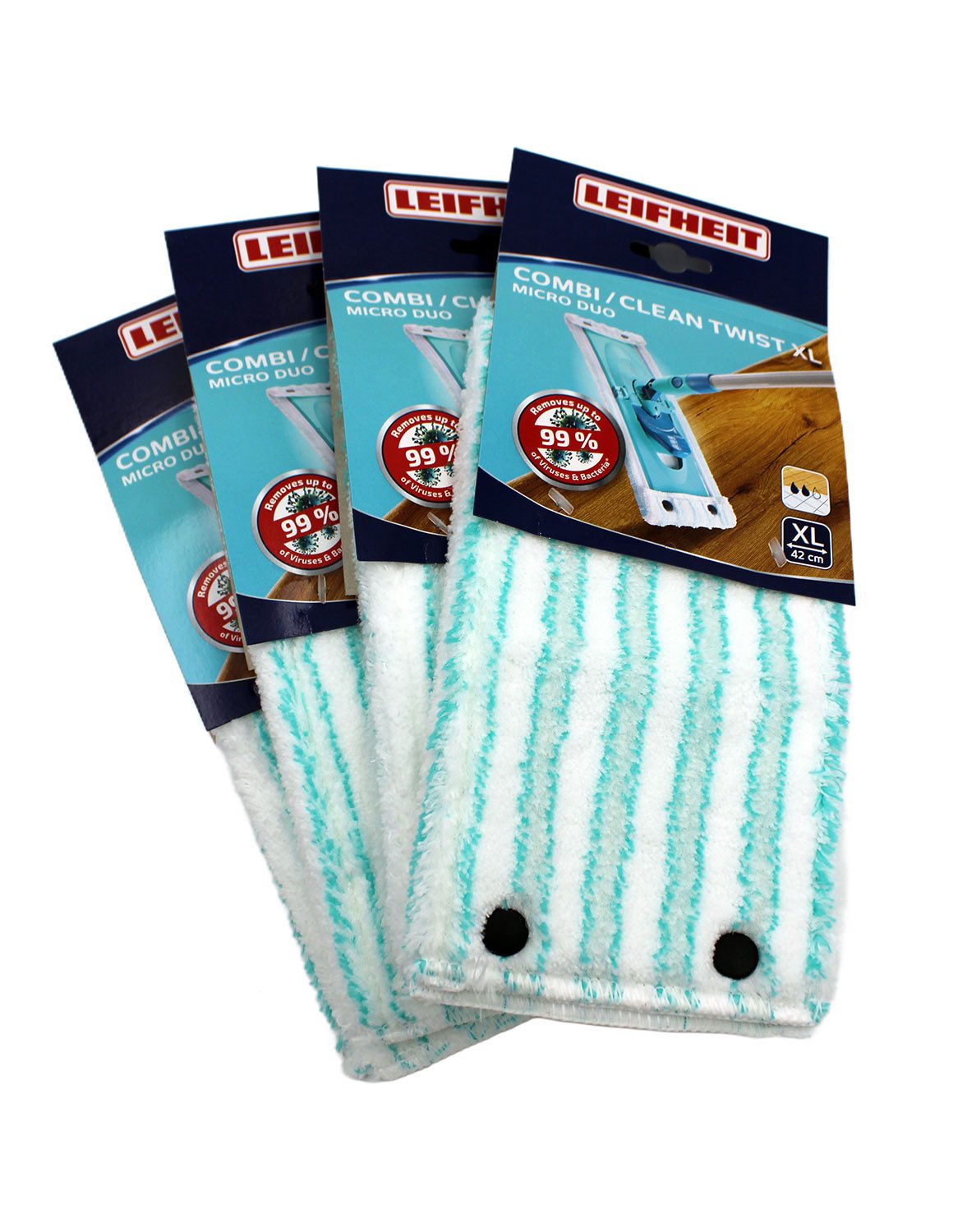 Leifheit 52017 Clean Twist micro duo XL Wischbezug 4er-Pack Wischbezug