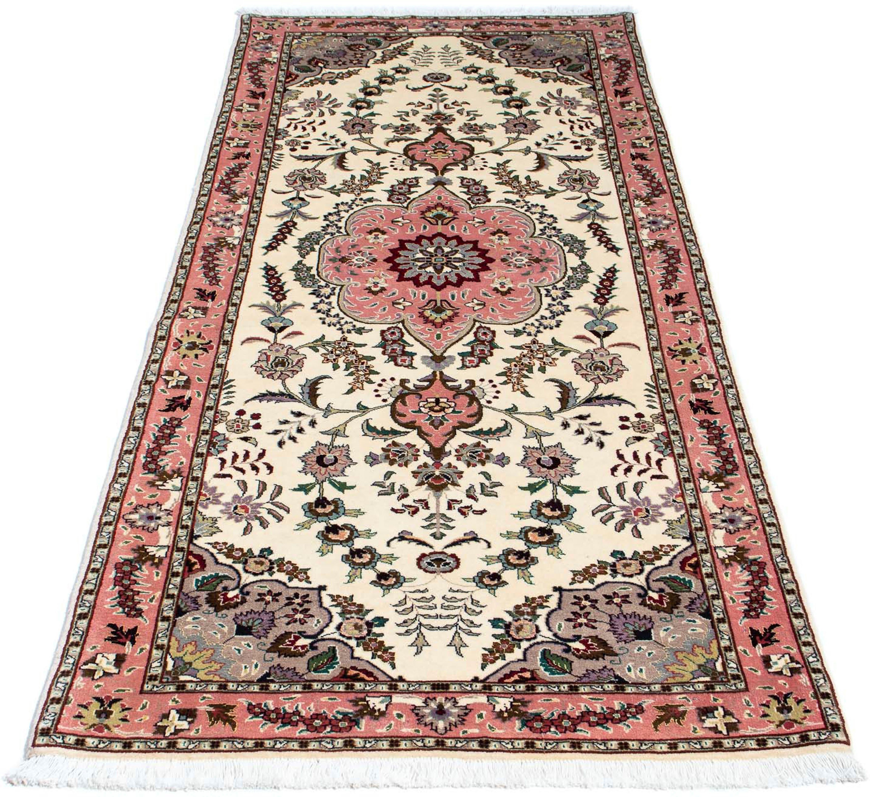 Orientteppich Perser - Täbriz - Royal - 202 x 82 cm - beige, morgenland, rechteckig, Höhe: 7 mm, Wohnzimmer, Handgeknüpft, Einzelstück mit Zertifikat