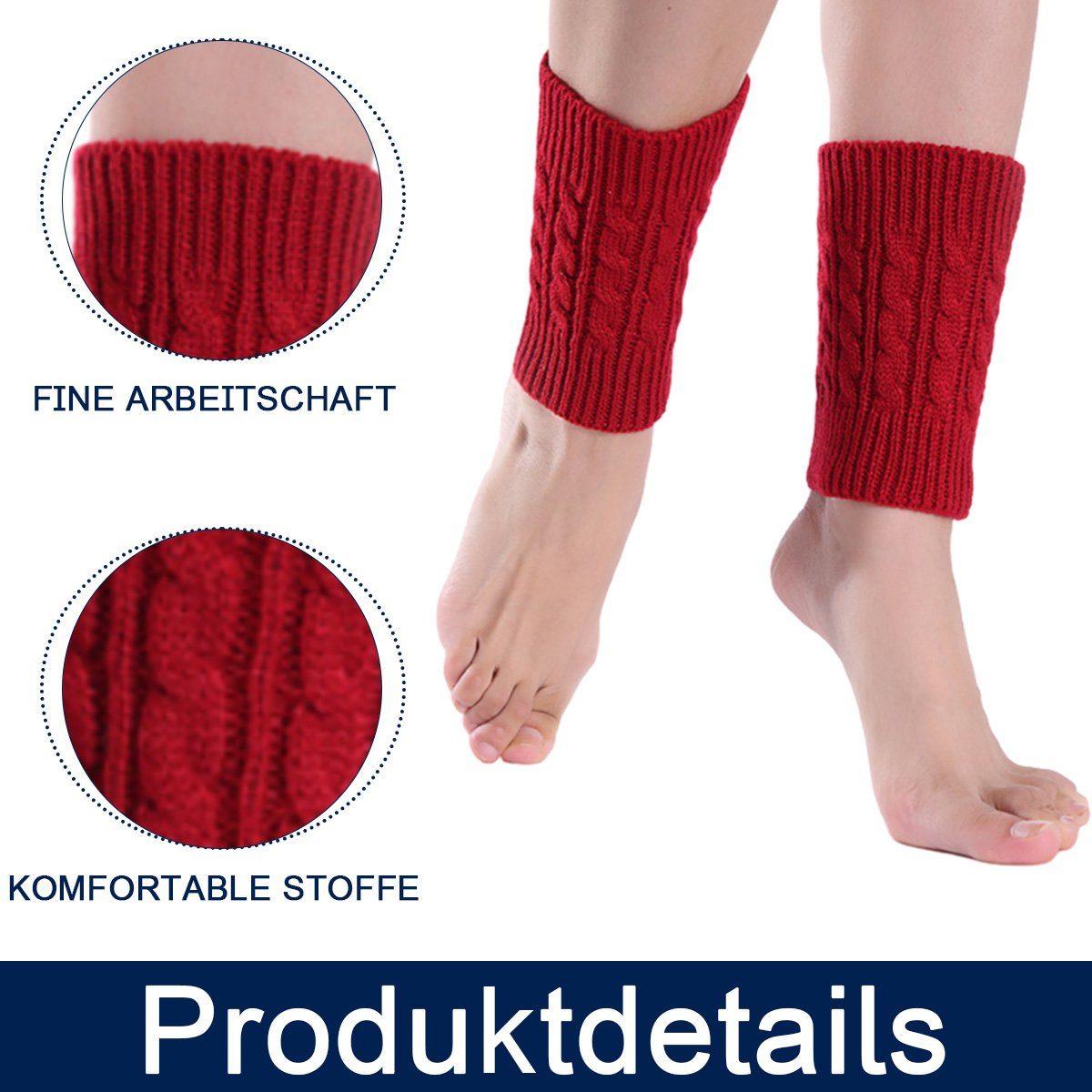 Rot kurz für Winter Jormftte gestrickte marineblau Stiefel Manschetten Frauen Beinstulpen Beinstulpen Weiß