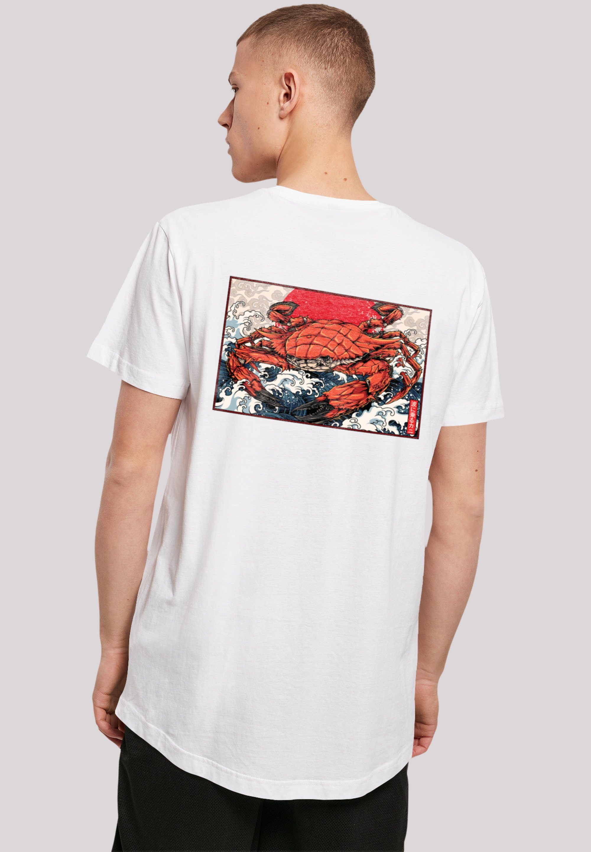 F4NT4STIC T-Shirt Welle Crab Japan Print weiß