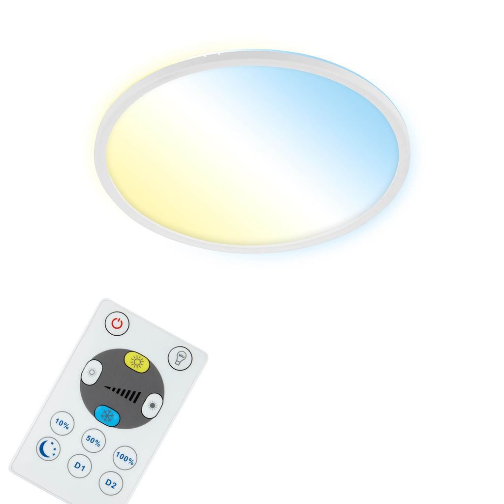 Briloner Leuchten LED Deckenleuchte 7059-016, Bluetooth, LED fest integriert, 2700K - Extra-Warmweiß, Smarte Deckenlampe, 42x2,5cm, Weiß, 22W, Wohnzimmer, Schlafzimmer