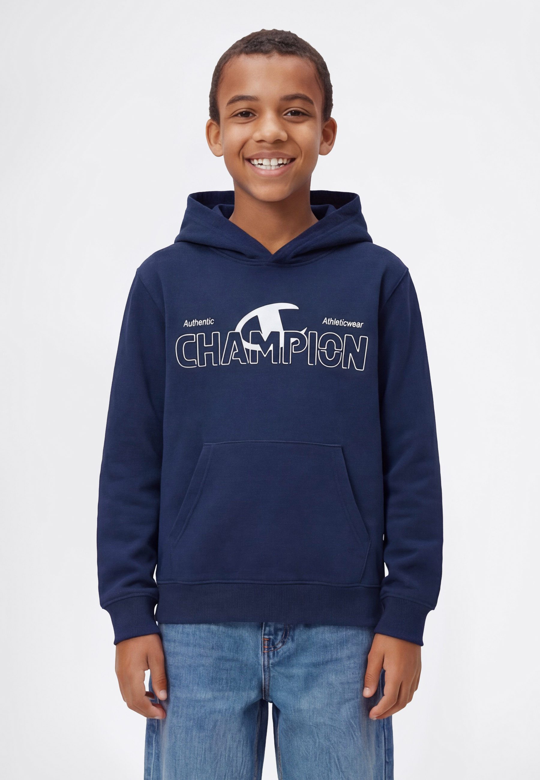 Champion Kapuzensweatshirt Graphic Terry Hoodie mit Kapuze, Langarm, gerader Abschluss, aus Baumwolle und Polyester