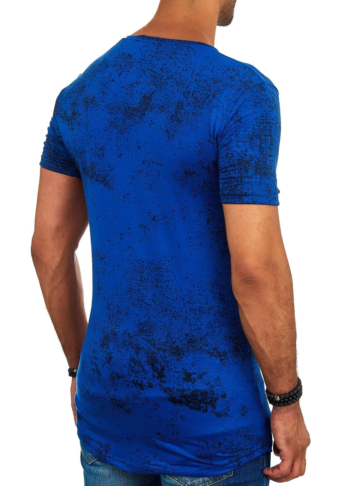 OneRedox T-Shirt 1-tlg) Polo TS-1539 Blau Tee, Freizeit Fitness Kurzarmshirt Casual (Shirt