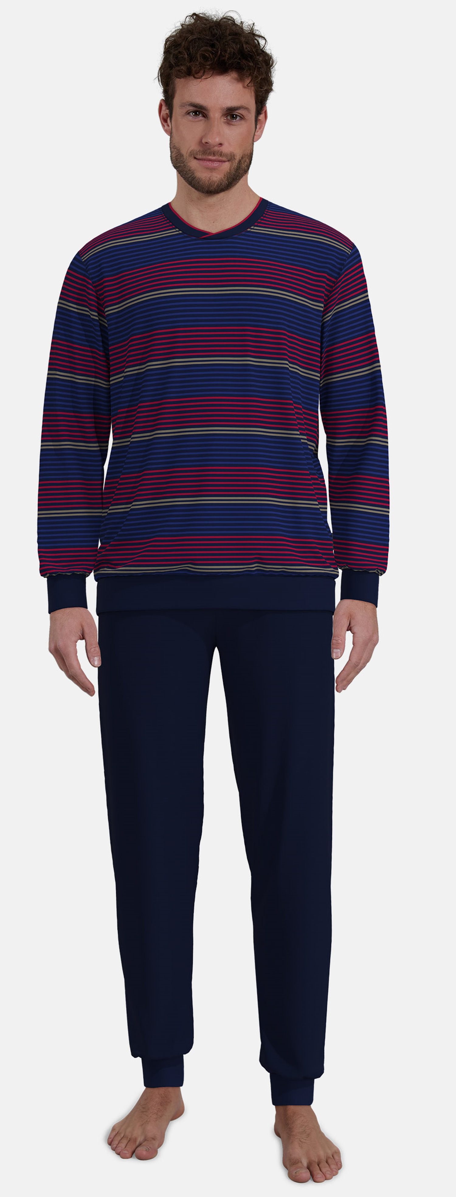 Schlafanzug Herren Pyjama lang modisch
