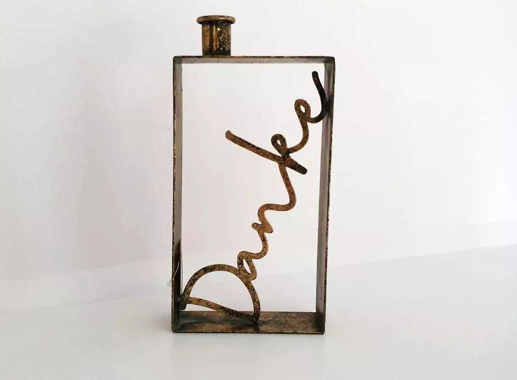 Home,Relax&Style Kerzenhalter Deko Kerzenständer - Kerzenhalter "Danke" - 21cm x 12 cm, Handarbeit gold