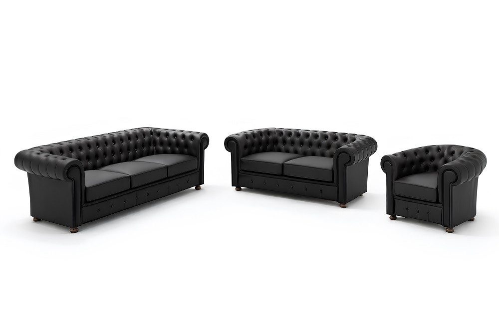 JVmoebel Chesterfield-Sofa Elegantes Leder-Sofa mit individueller Oberflächengestaltung, Made in Europa