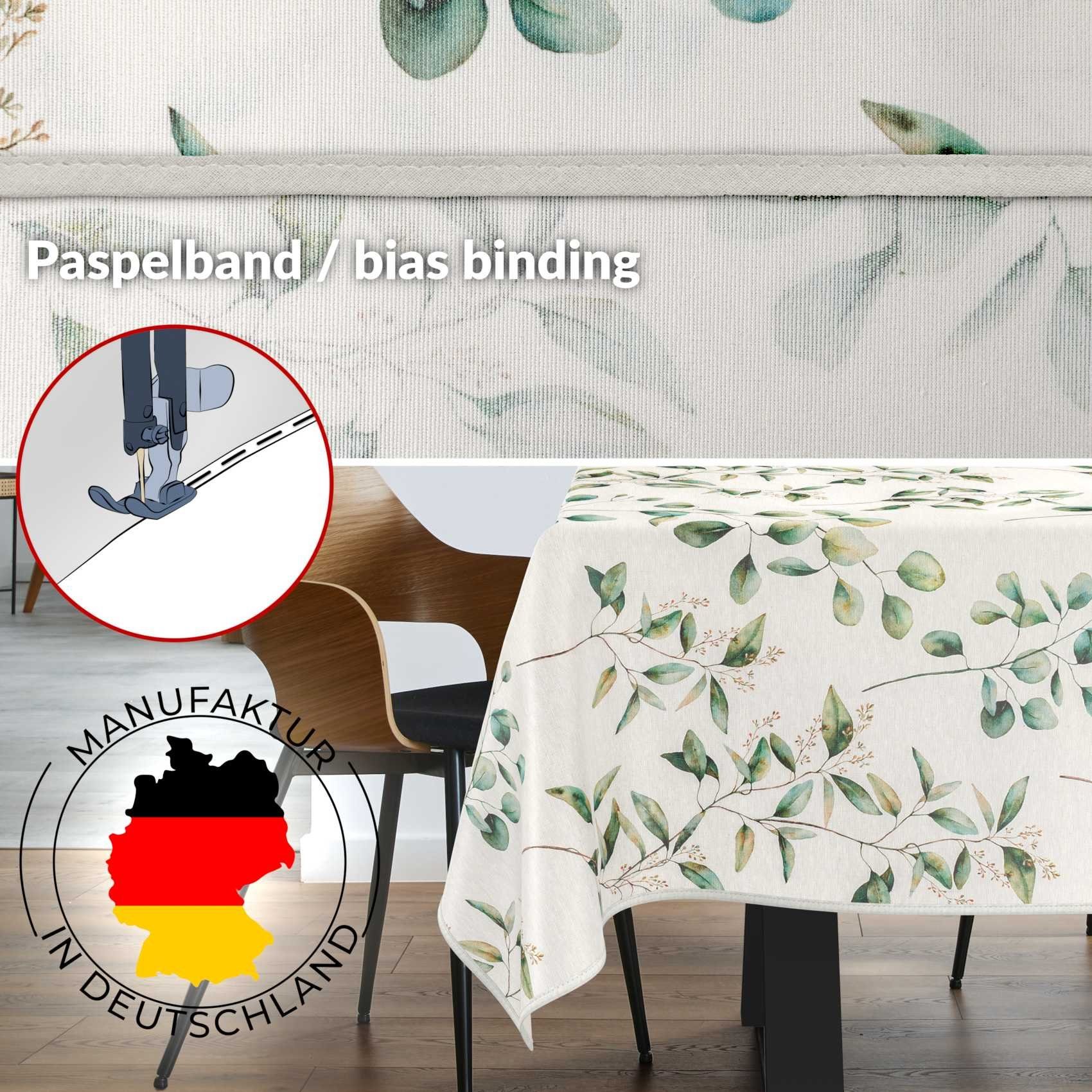 ANRO Tischdecke aus Stoff mit Blumen Pflanzen wasserabweisend Tischtuch Tischwäsche (Einzelstück 1-tlg), mit Acryl Beschichtung – Bild 3 von 5