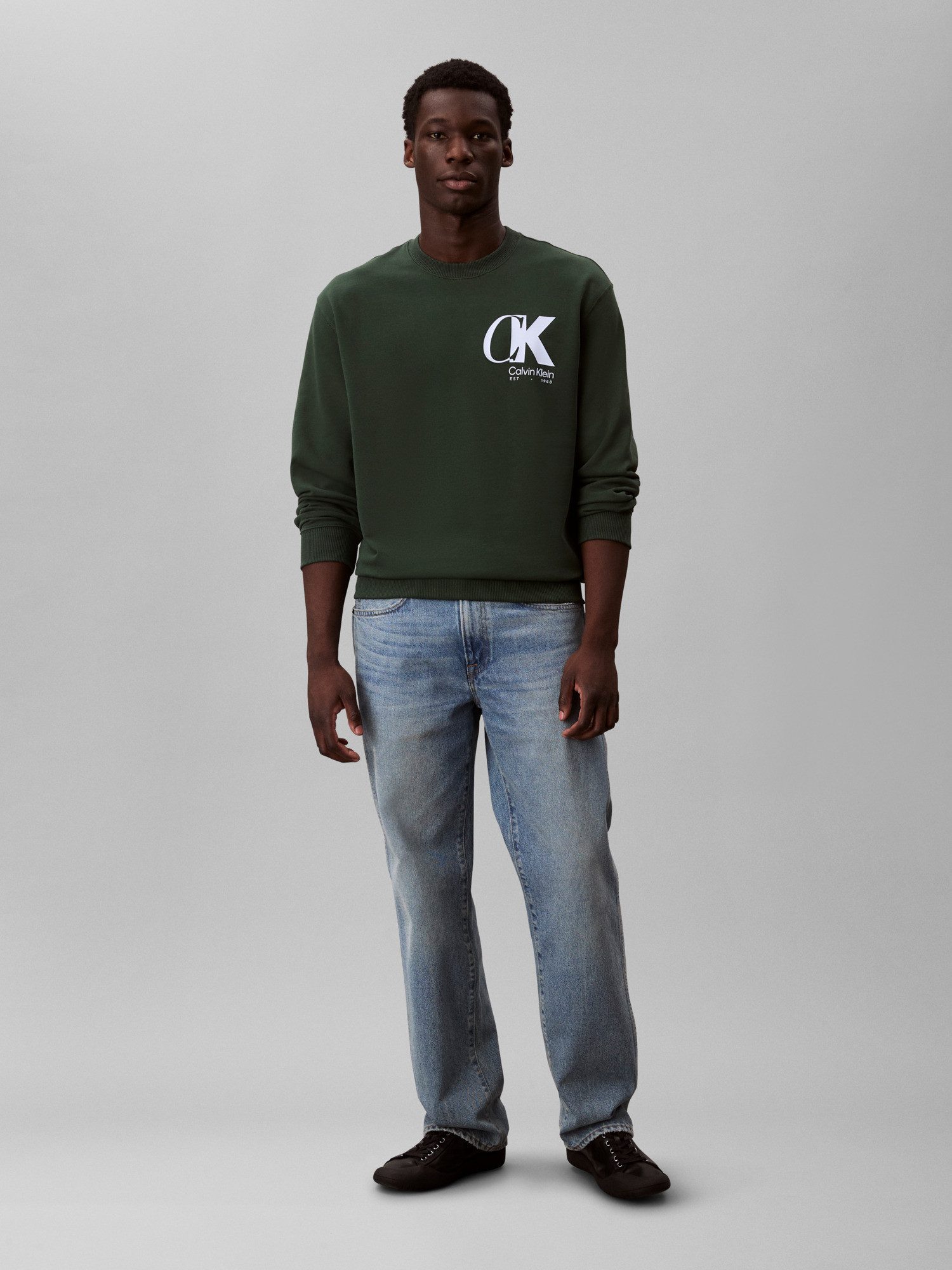 Calvin Klein Sweatshirt LS EU 350TERRY CK OVERLAP GRAPHI Rundhalsausschnitt, regular fit