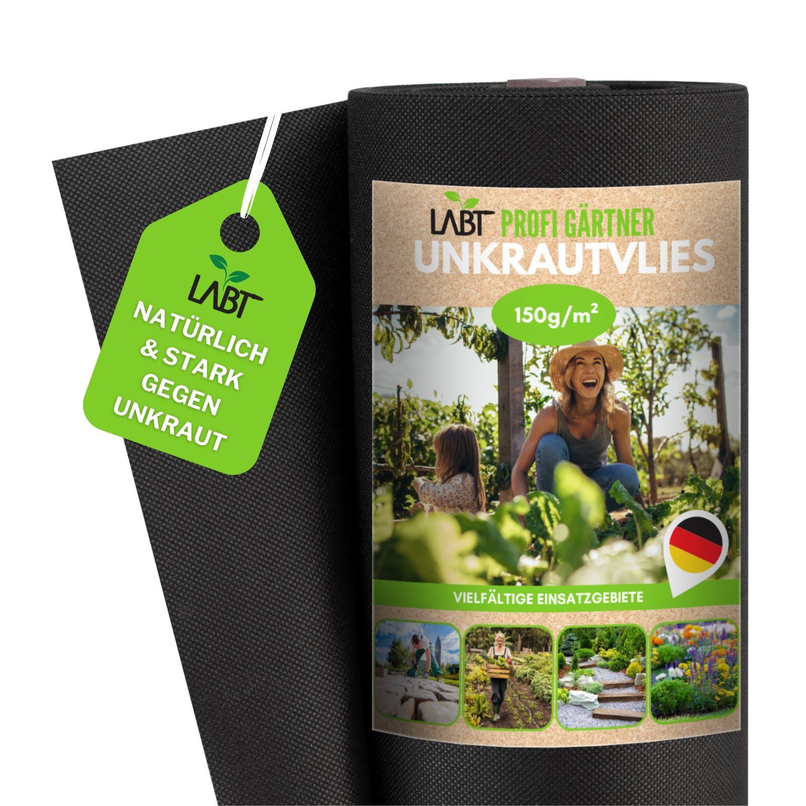 LABT Unkrautvlies LABT® Unkrautvlies Gartenvlies starke 150g/m² 10m² Profi GaLa Vlies, (1-St), Unkrautvlies reißfest