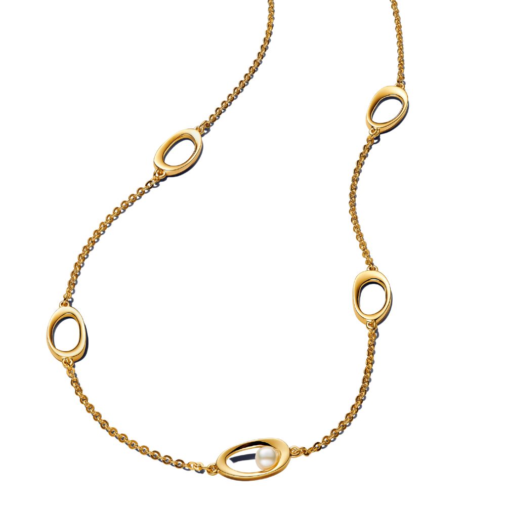 Pandora Perlenkette 363883C01-45, Vergoldet, Perle, Süßwasserzuchtperle, organisch