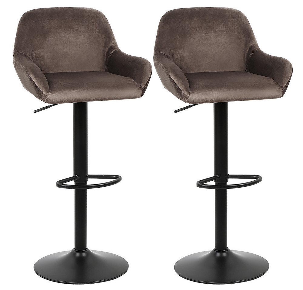 JEOBEST Barhocker Barstühle Samt Barstuhl Designer Hocker mit Rückenlehne (2er Set), mit Fußstütze, Barstuhl höhenverstellbar drehbar