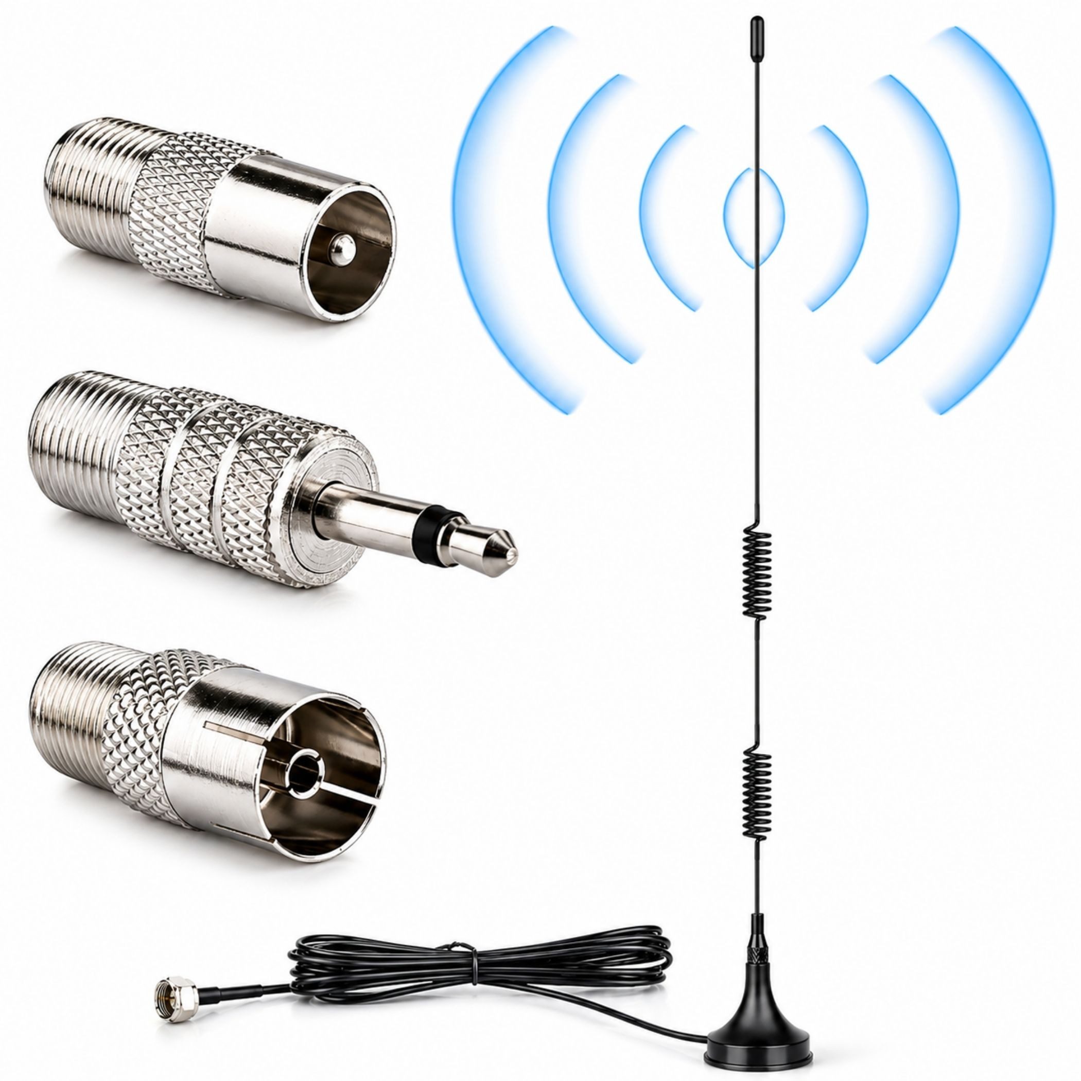 Bolwins O56C DAB UKW FM Radio Antenne 3m Kabel & Magnetfuß für Digitales Radio Innenantenne (FM (UKW), für für Innenbereich, Verstärkung: 7 dB), FM-Dipolantenne Signalverstärkung Einfache Installation