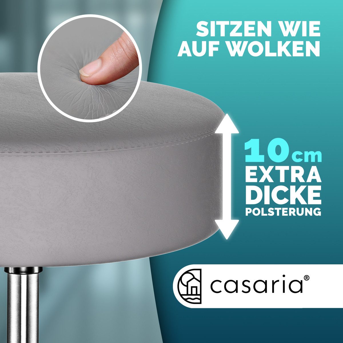 Casaria Drehhocker, Höhenverstellbar 10cm Polsterung 46-60cm Sitzhöhe 360° günstig online kaufen