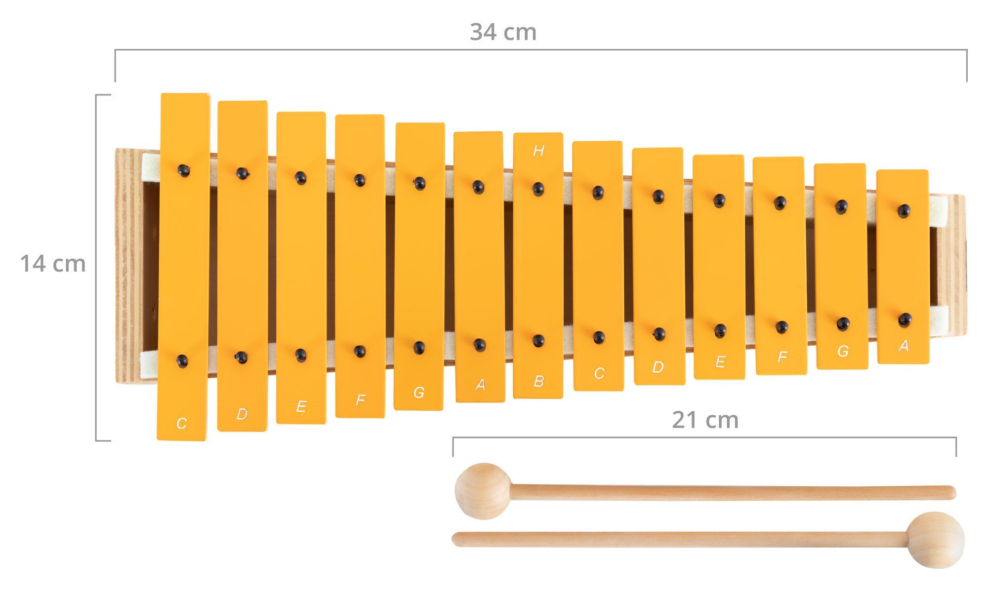 Classic Cantabile Glockenspiel Classic Cantabile GS-13 Glockenspiel für Kinder, Inkl. ein Paar Holz-Schlägel, Diatonisch mit 13 Tönen (c2 - a3)