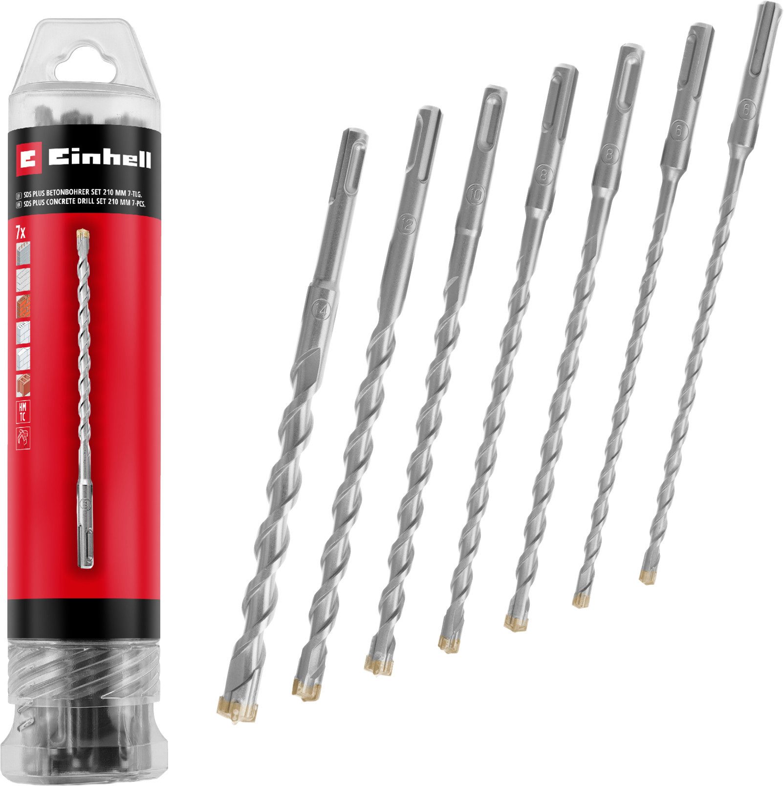 Einhell Hammerbohrer Betonbohrer-Set, 7-tlg. (2x 6 / 2x 8 / 10 / 12 / 14 mm)